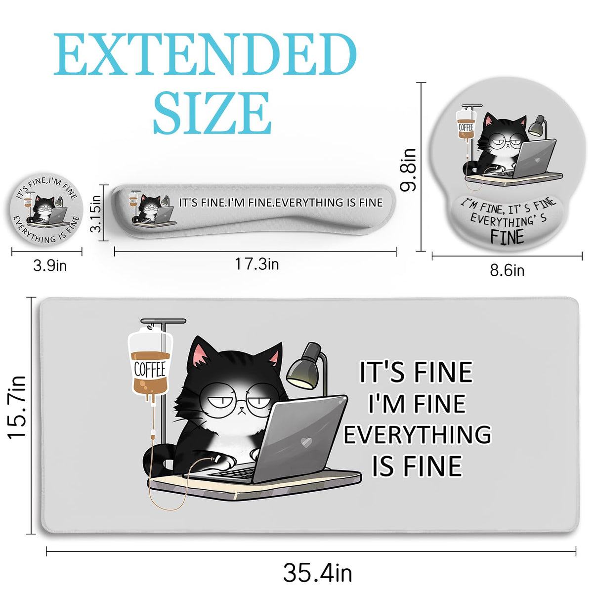 LIMKRIAN Cat Ergonomic Mouse Pad with Wrist Rest Desk Mat Sets Accessories