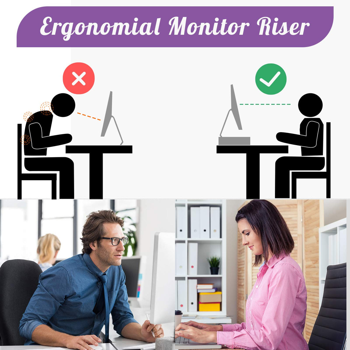 AEGISMILE Desktop Monitor Stand Riser with Drawer Metal Mesh Computer Desk Organizer with Dual Pull