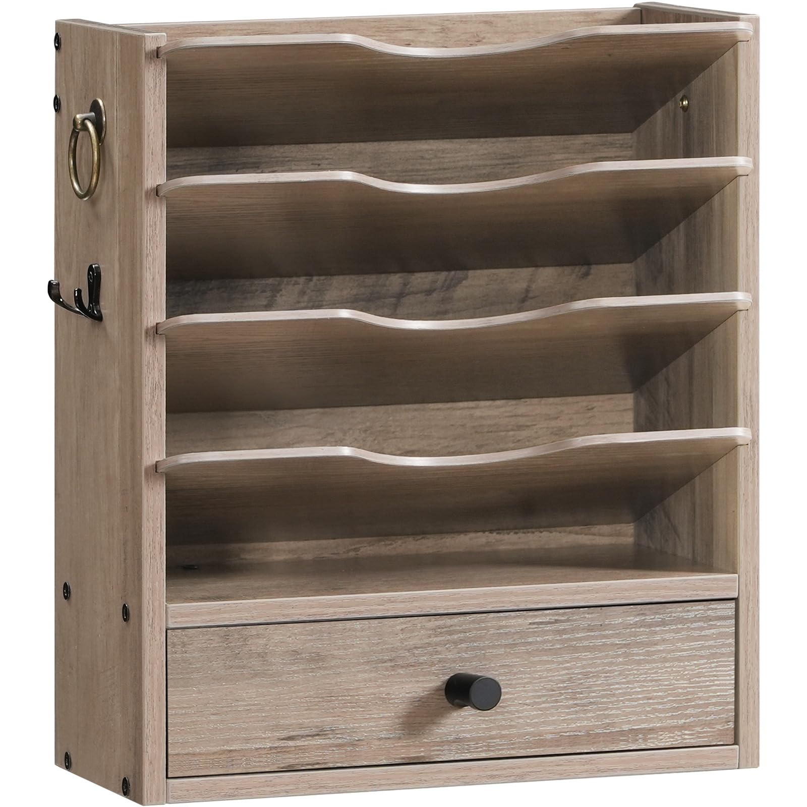 HOOBRO Wall File Organizer, Mail Organizer Wall Mounted, Wooden Mail Sorter, Construction Paper