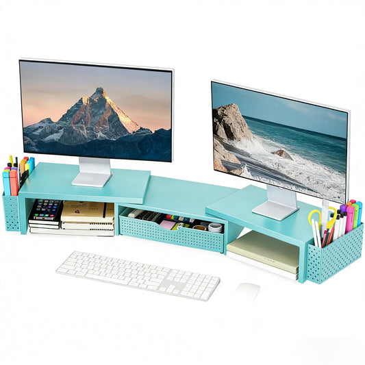 Spacrea Dual Monitor Stand Riser with Drawer and 2 Pen Holders