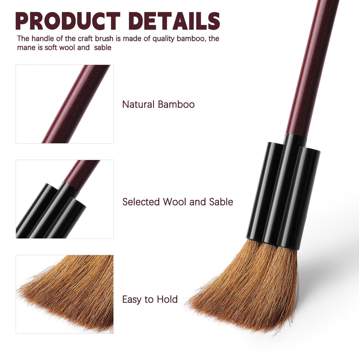Watercolor Brushes Set, Fuumuui 5Pcs Goat Mixed Sable Hair with Nylon Water Color Paint Brush with