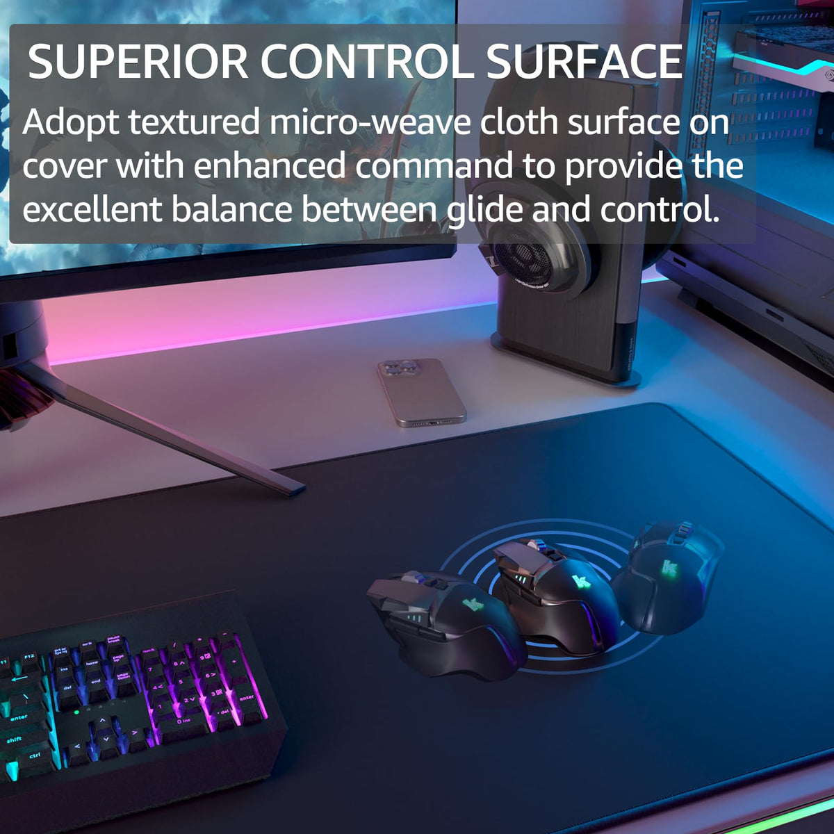 KTRIO Large Gaming Mouse Pad Desk Mat for Gamer, 35.4" x 15.7", Black, XXXL
