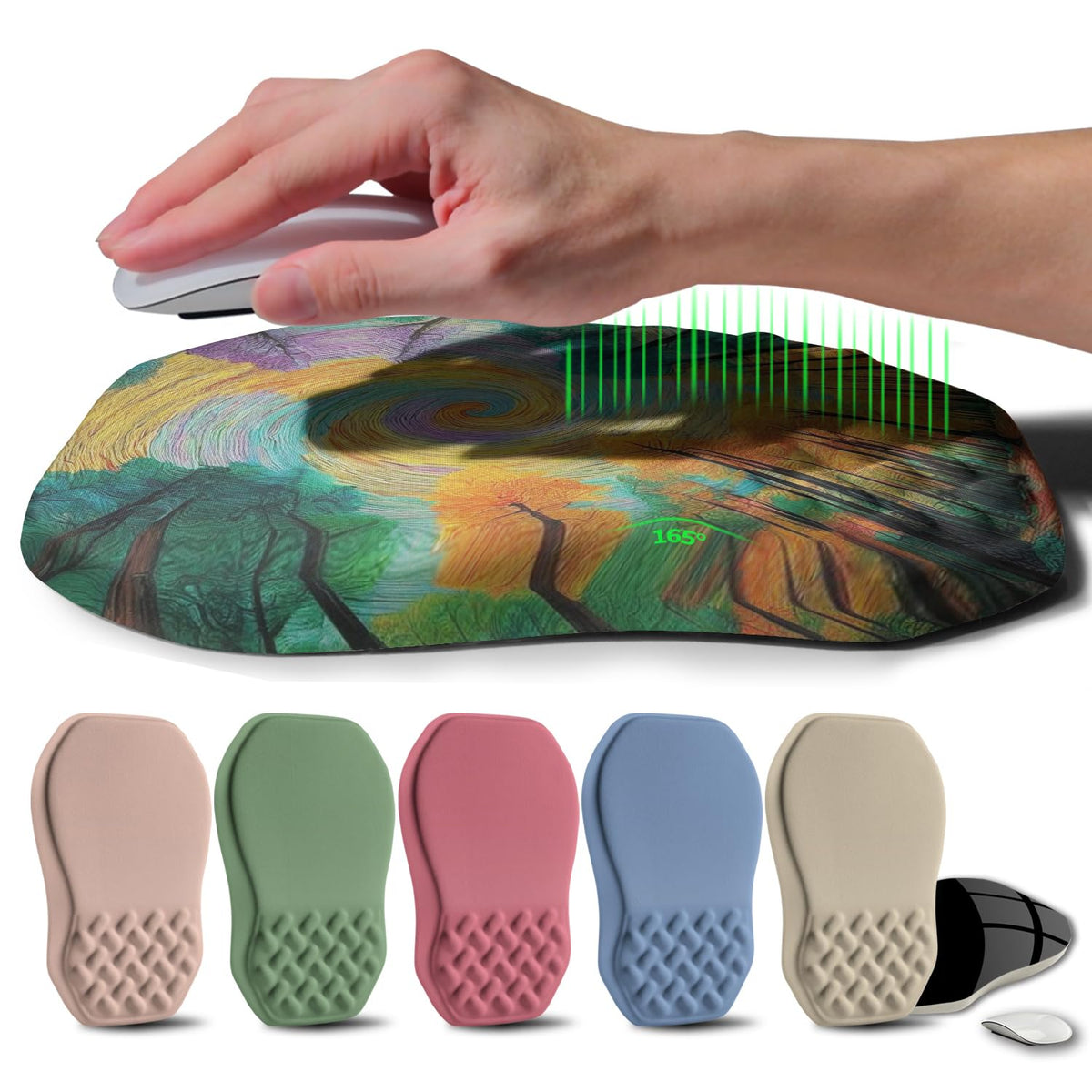 Gleamtide Ergonomic Raised Mouse Pad Wrist Support with Bilateral Slope Memory Foam Mousepad for