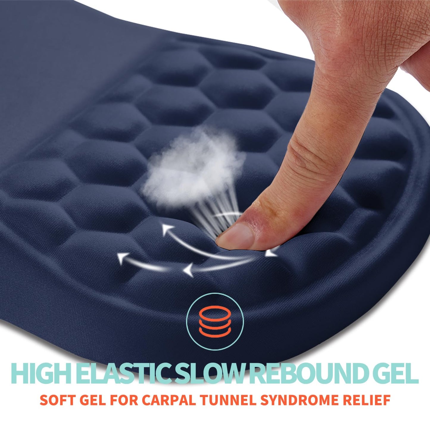 Kuosgm Ergonomic Mouse Pad Wrist Support with Memory Foam Massage Bulge, Carpal Tunnel Pain Relief