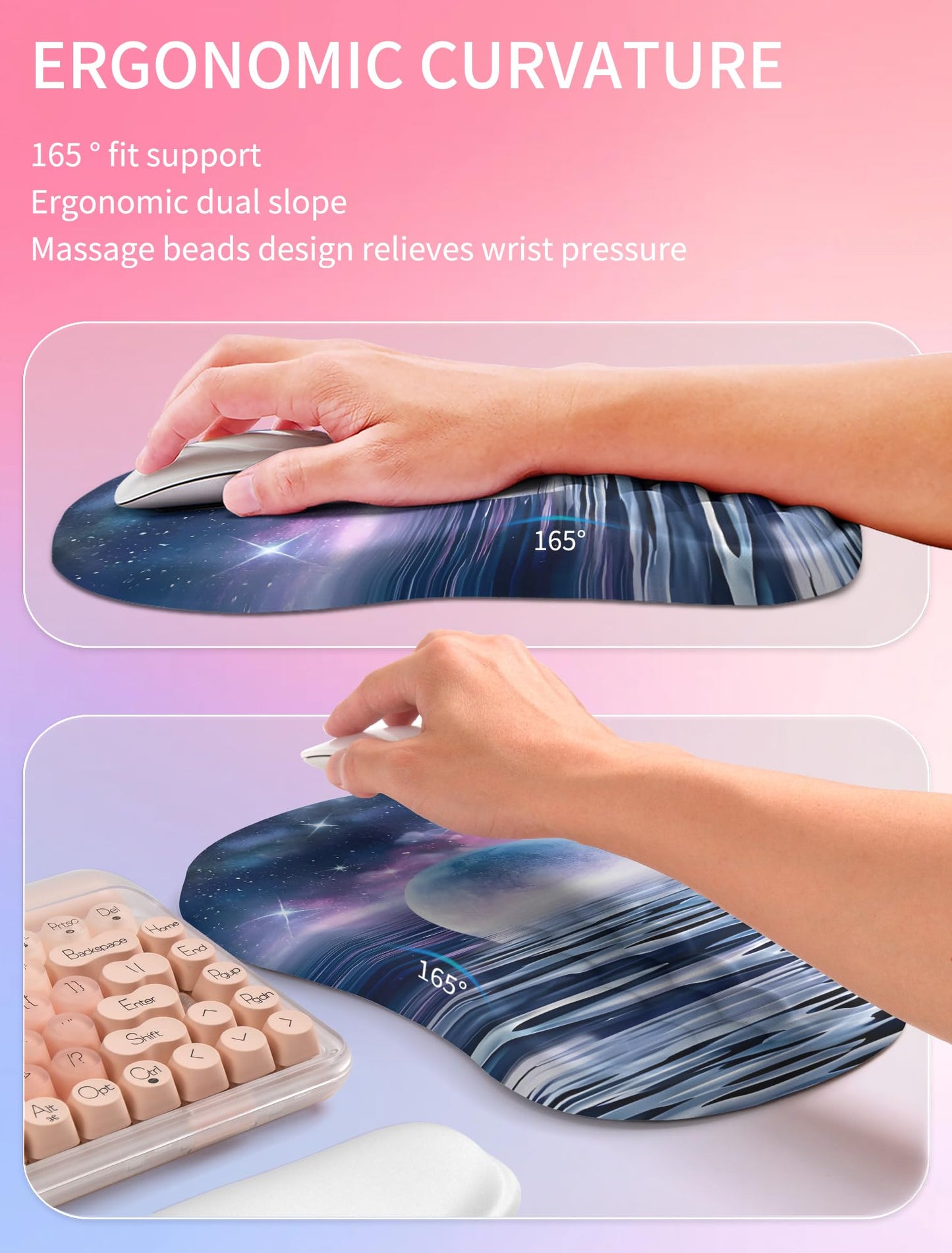 Hokafenle 2in1 Combination, Wave Keyboard Wrist Rest and Ergonomic Curvature Mouse Pad Wrist