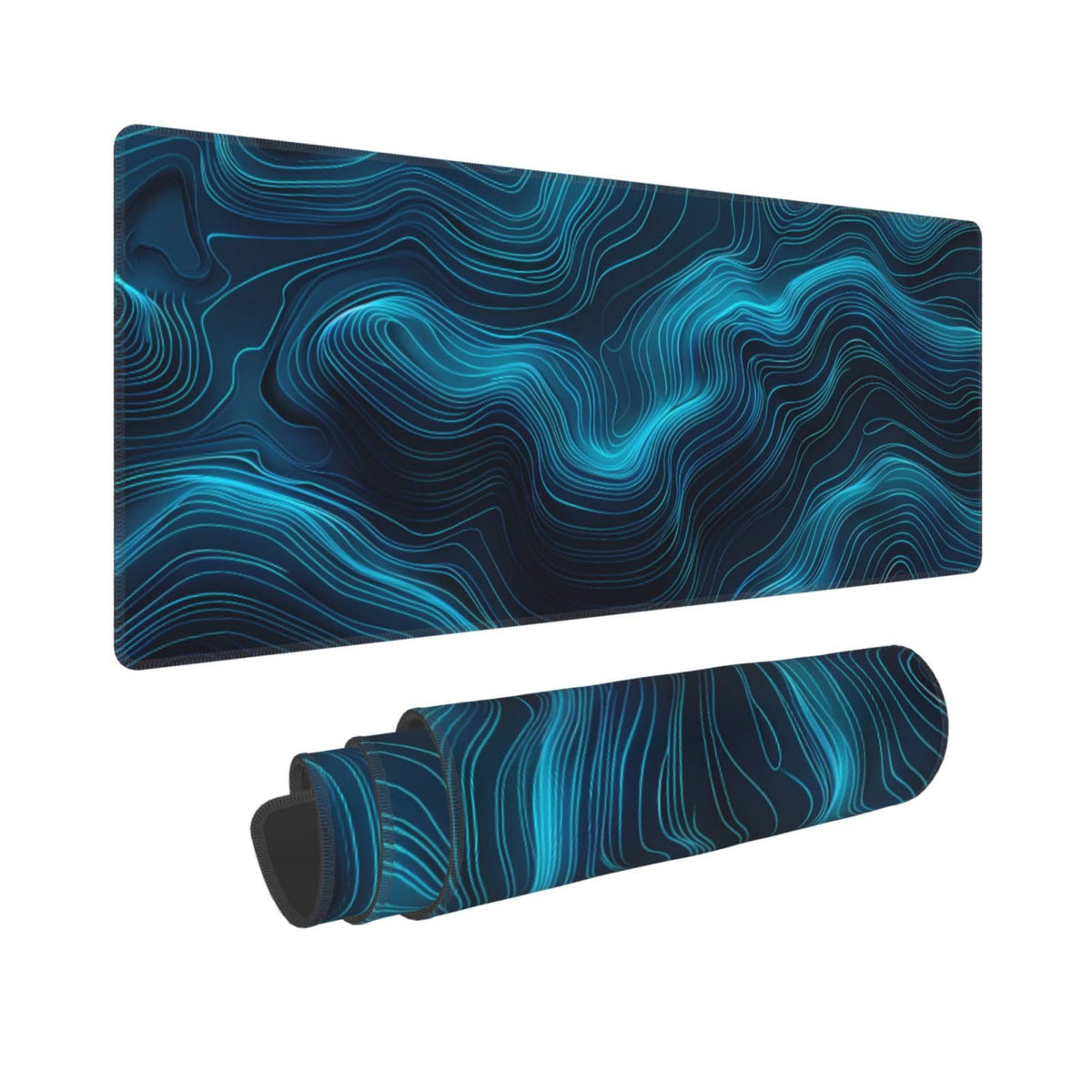 Keebik Gaming Mouse Pad, Black Teal Blue Mouse Pad 11.8x23.6 Inch Large Extended Computer Mouse Mat