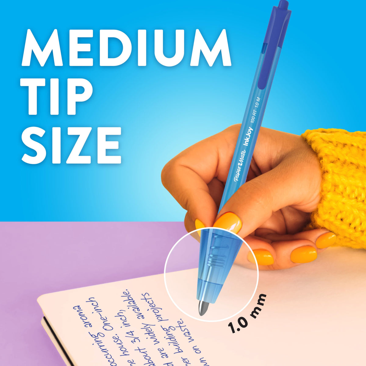 Paper Mate InkJoy 100RT Ballpoint Pens, Medium Point (1.0mm), Black & Blue Ink, 72 Count - Bulk