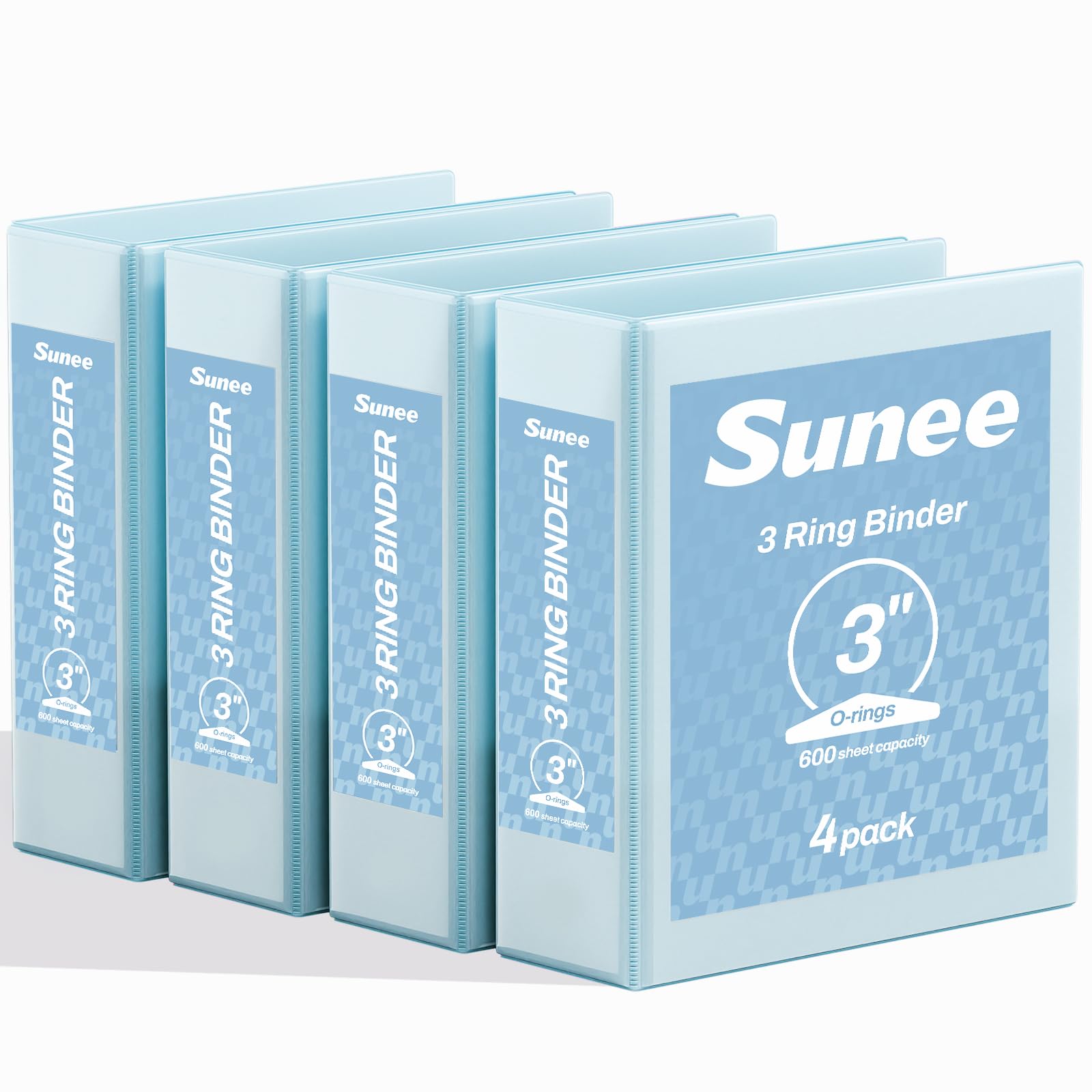 SUNEE 3 Ring Binder 3 Inch 4 Pack, 3" Clear View Binder Three Ring PVC-Free (Fit 8.5x11 Inches) for