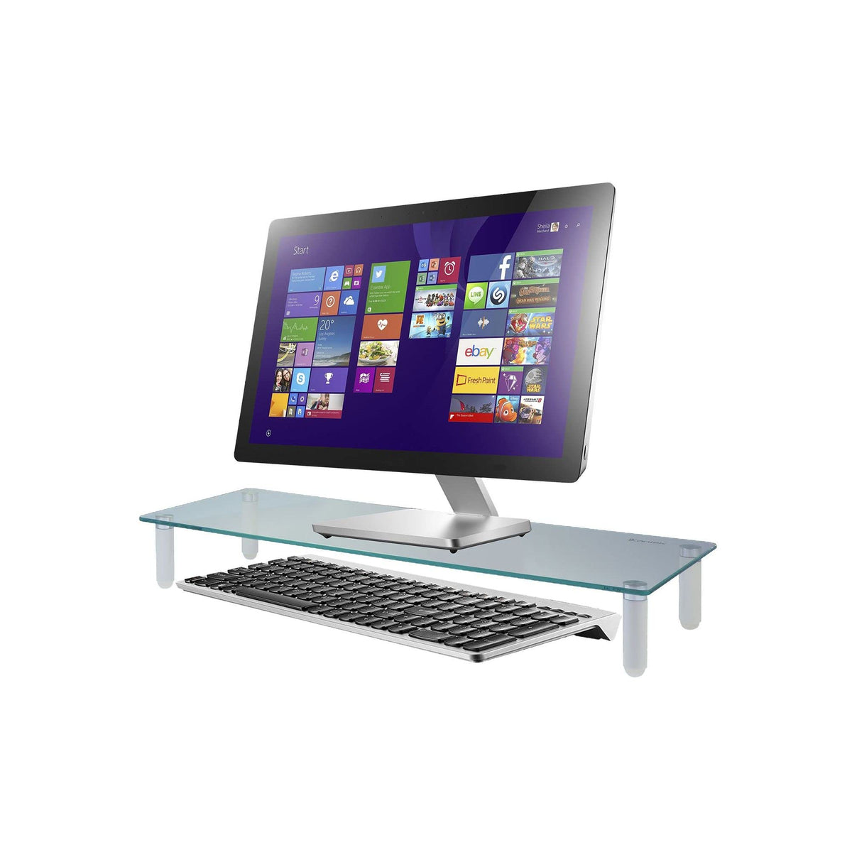 Kantek Glass Monitor Riser with 5mm Tempered Glass Platform and 40-Pound Capacity, 22-Inch W x