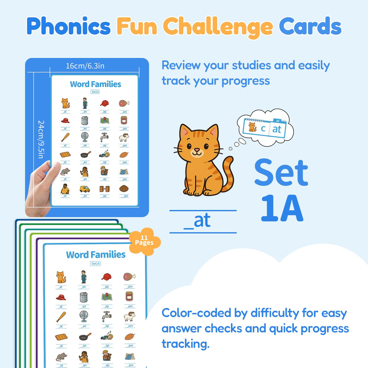 Sinoome Phonics Flip Book & Talking Flash Cards, Word Family Build Book Set