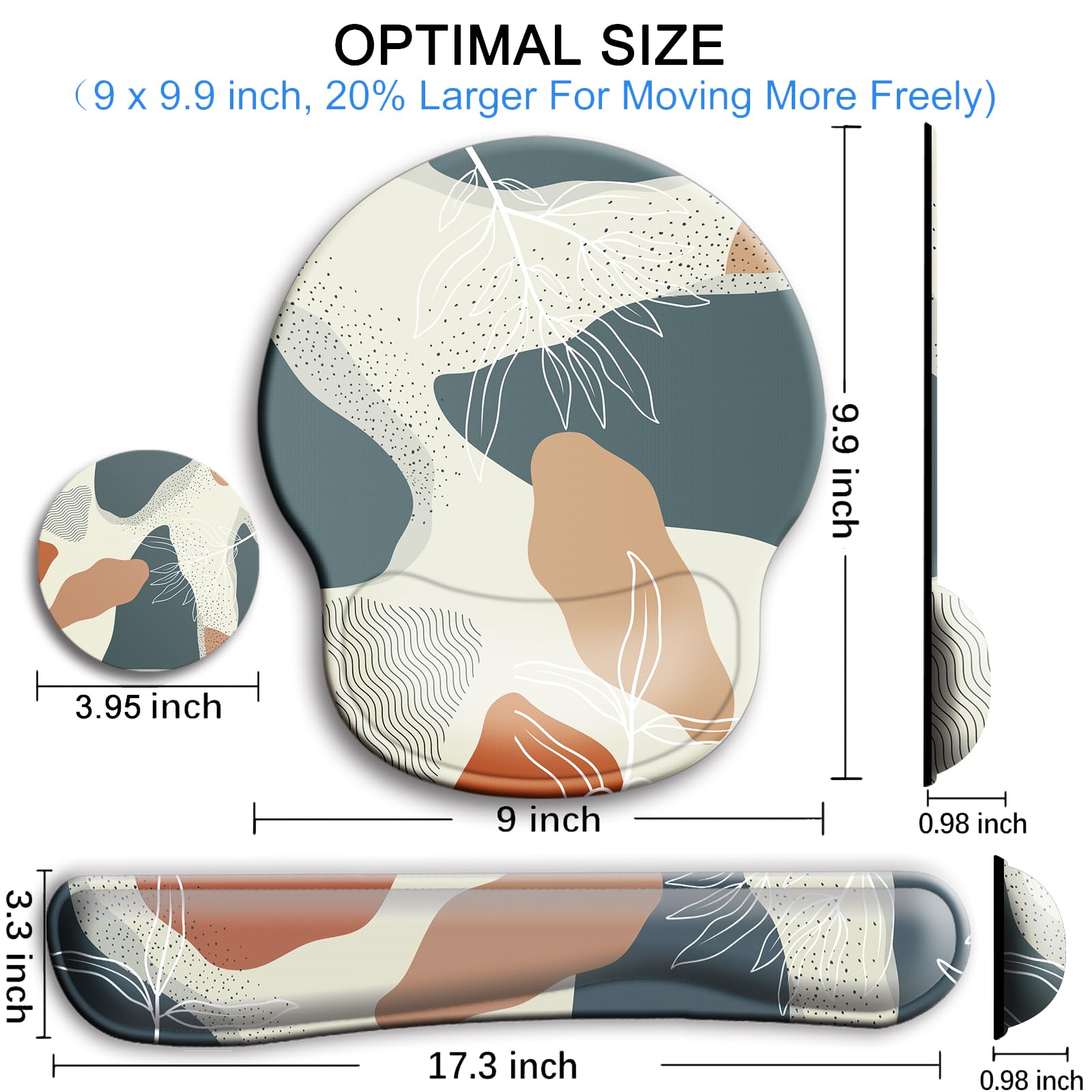 Wiabsi Mouse Pad and Keyboard Wrist Rest Support,Ergonomic Mouse Pad Set
