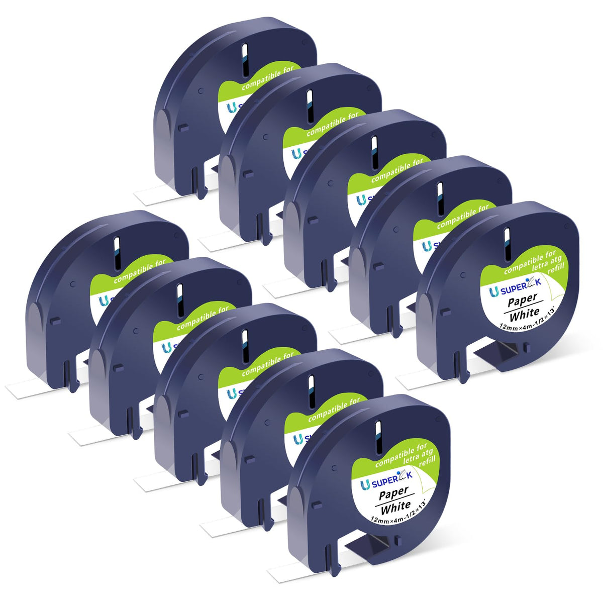 10PK 12mm Compatible for Dymo Label Maker Refills LT Black on White 91330