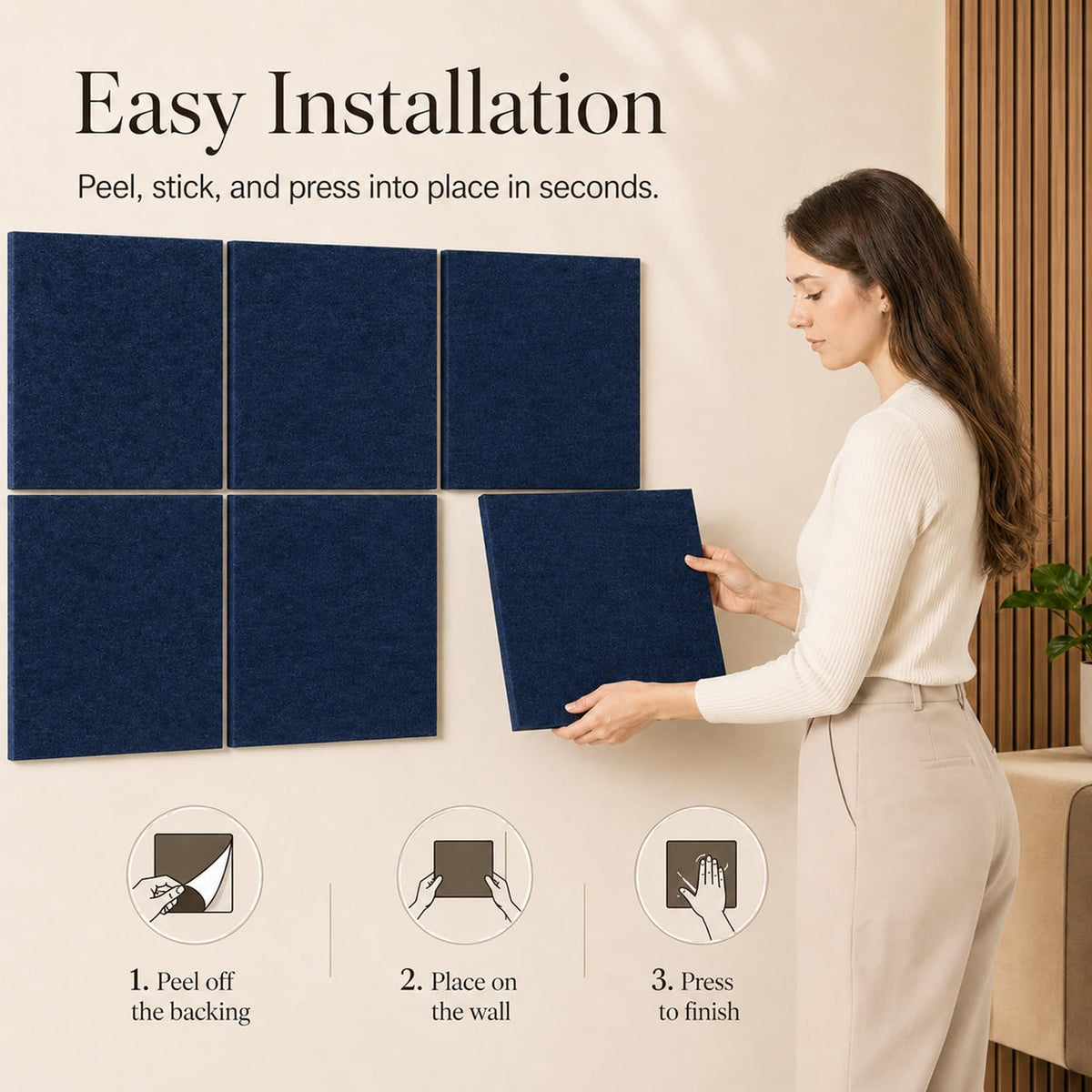 Baysola Felt Bulletin Board Tiles, Cork Board Alternative, 48 x 36 in