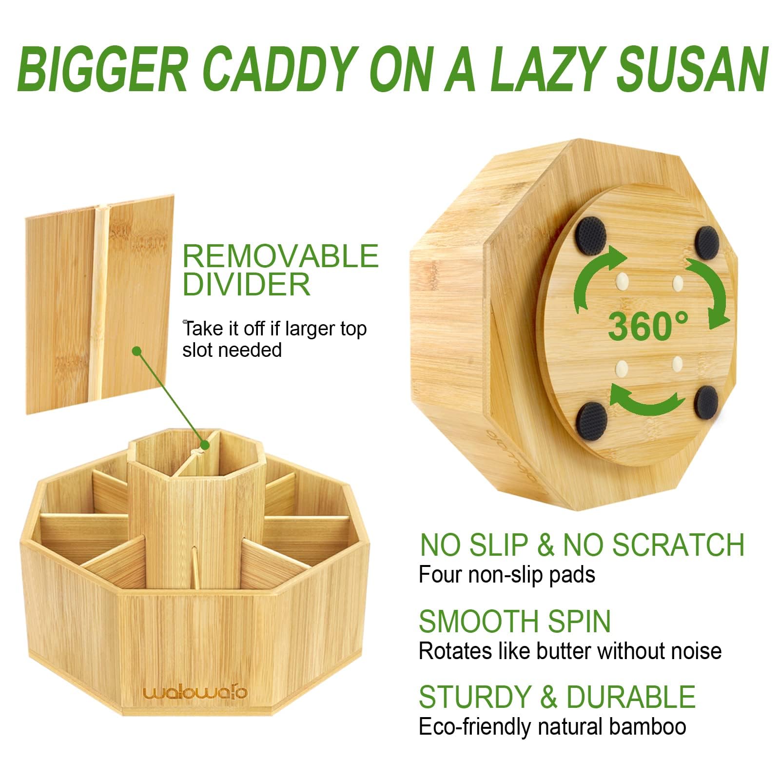 walowalo Bamboo Rotating Art Supply Organizer Caddy Holds 800+ Pencils Spinning Crayon 160 Marker