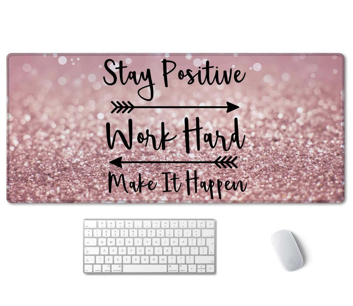 SSOIU Desk Mat, Extended Gaming Mouse Pad 35.5x15.7 in Stay Positive Work Hard and Make It Happen