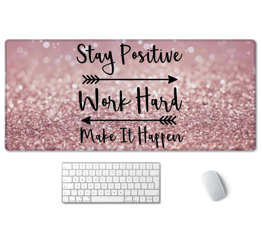 SSOIU Desk Mat, Extended Gaming Mouse Pad 35.5x15.7 in Stay Positive Work Hard and Make It Happen