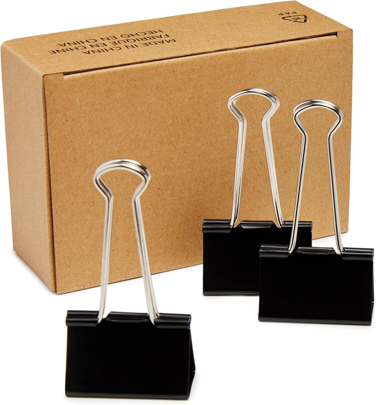 Amazon Basics Sturdy Binder Clips, Office Supplies, Large 2 in, Document Organizing, Black, 48 Count