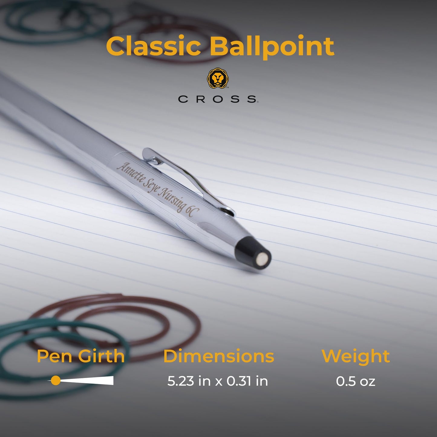 Cross Classic Century Personalized Slim Ballpoint Pen in Chrome Finish