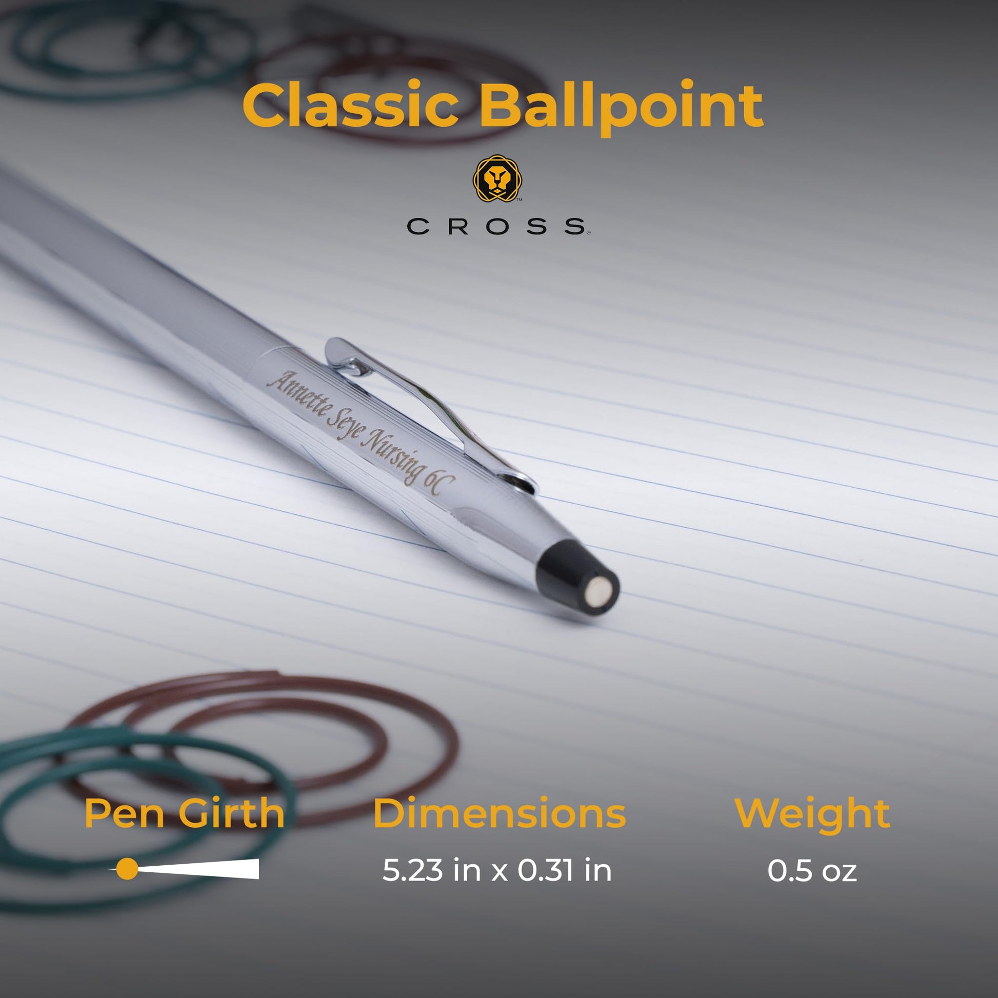 Cross Classic Century Personalized Slim Ballpoint Pen in Chrome Finish