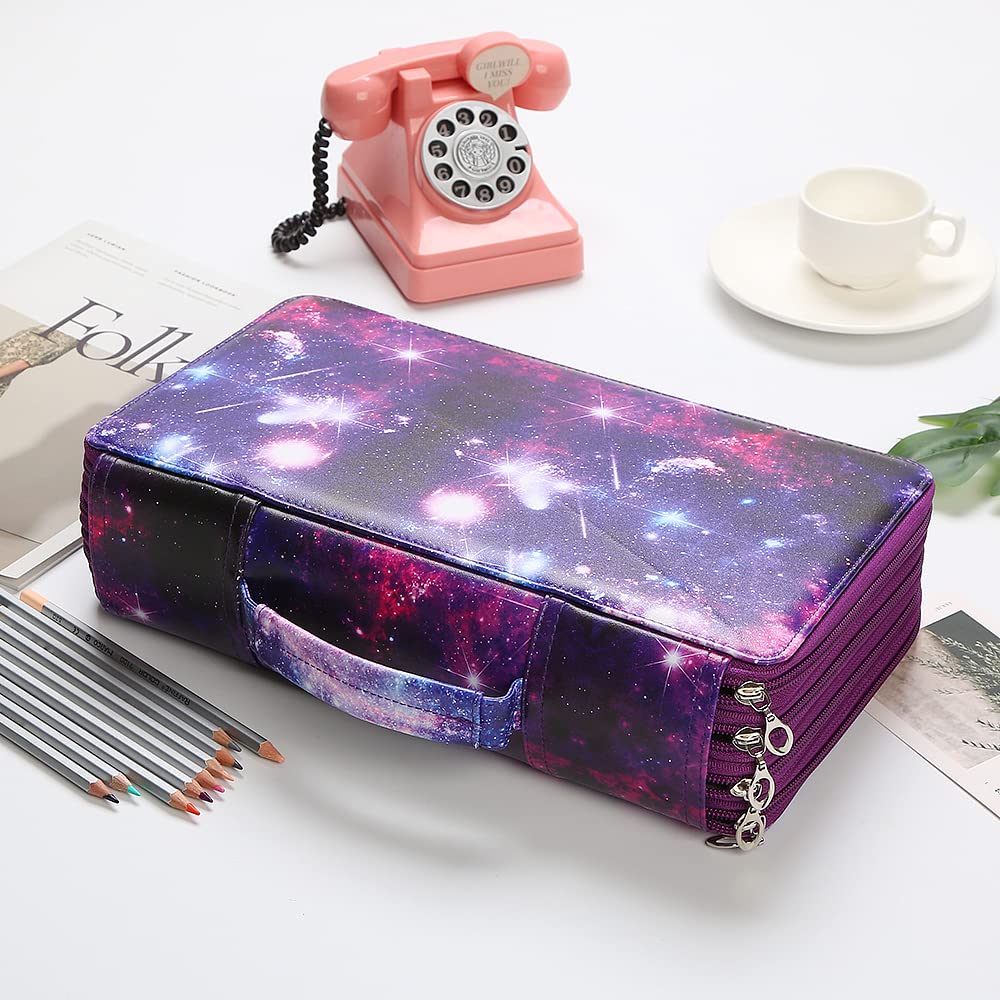 Lbxgap 300 Slots Pencil Case 4-Layer Zipped Holder w/Handle