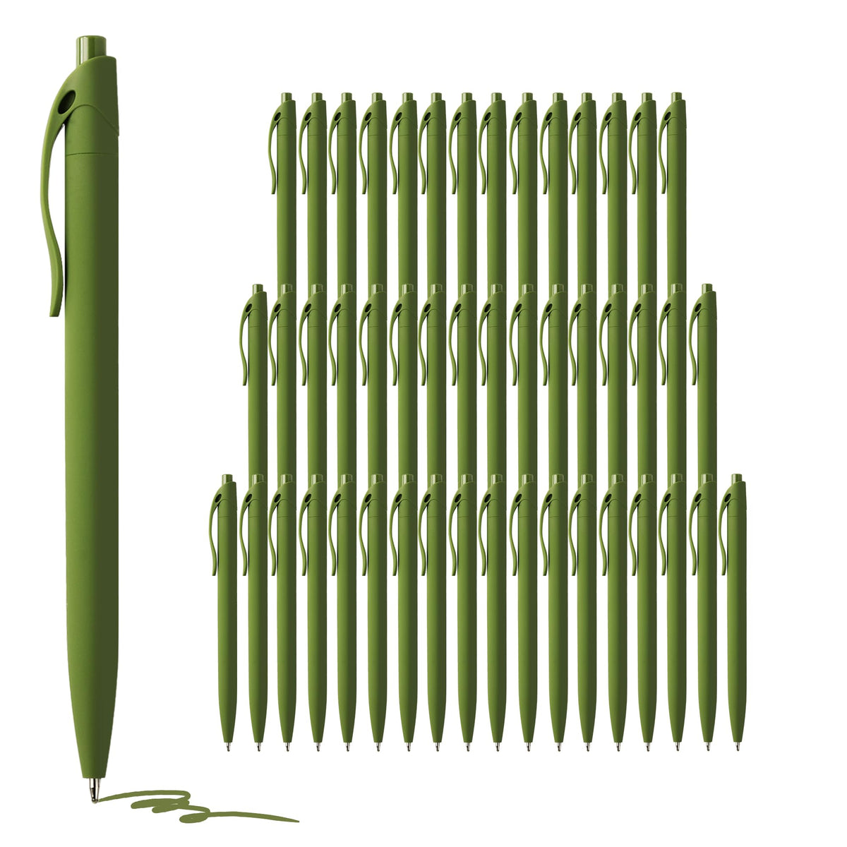 deegtran Pens Bulk, 50 Pack No Bleed Sage Green Click Pen, Wholesale Retractable Ballpoint Pens
