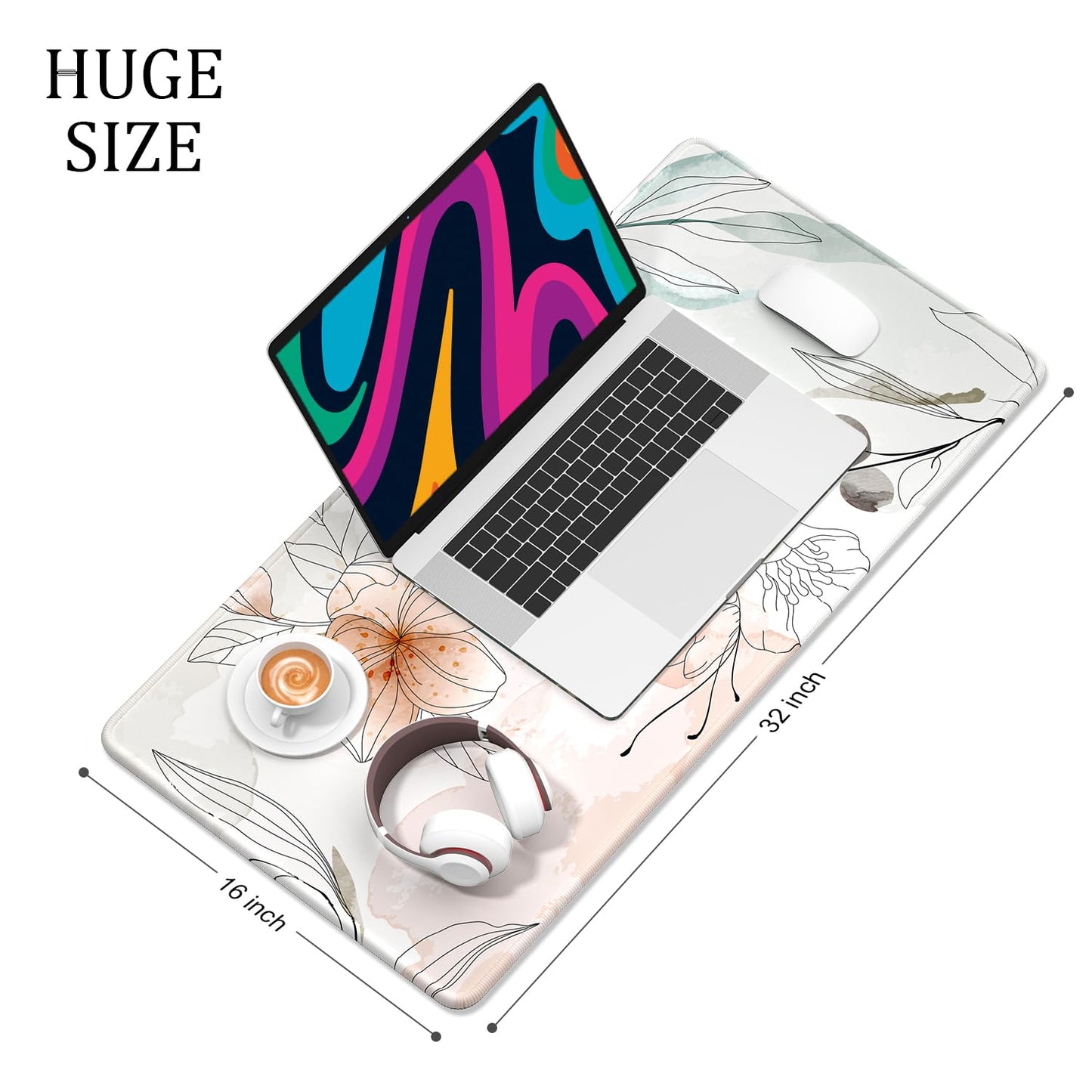 Desk Mat, 32" x 16" XXL Extended Large Gaming Mouse Pad, Desktop Decor Desk Pad, Cute Men Women