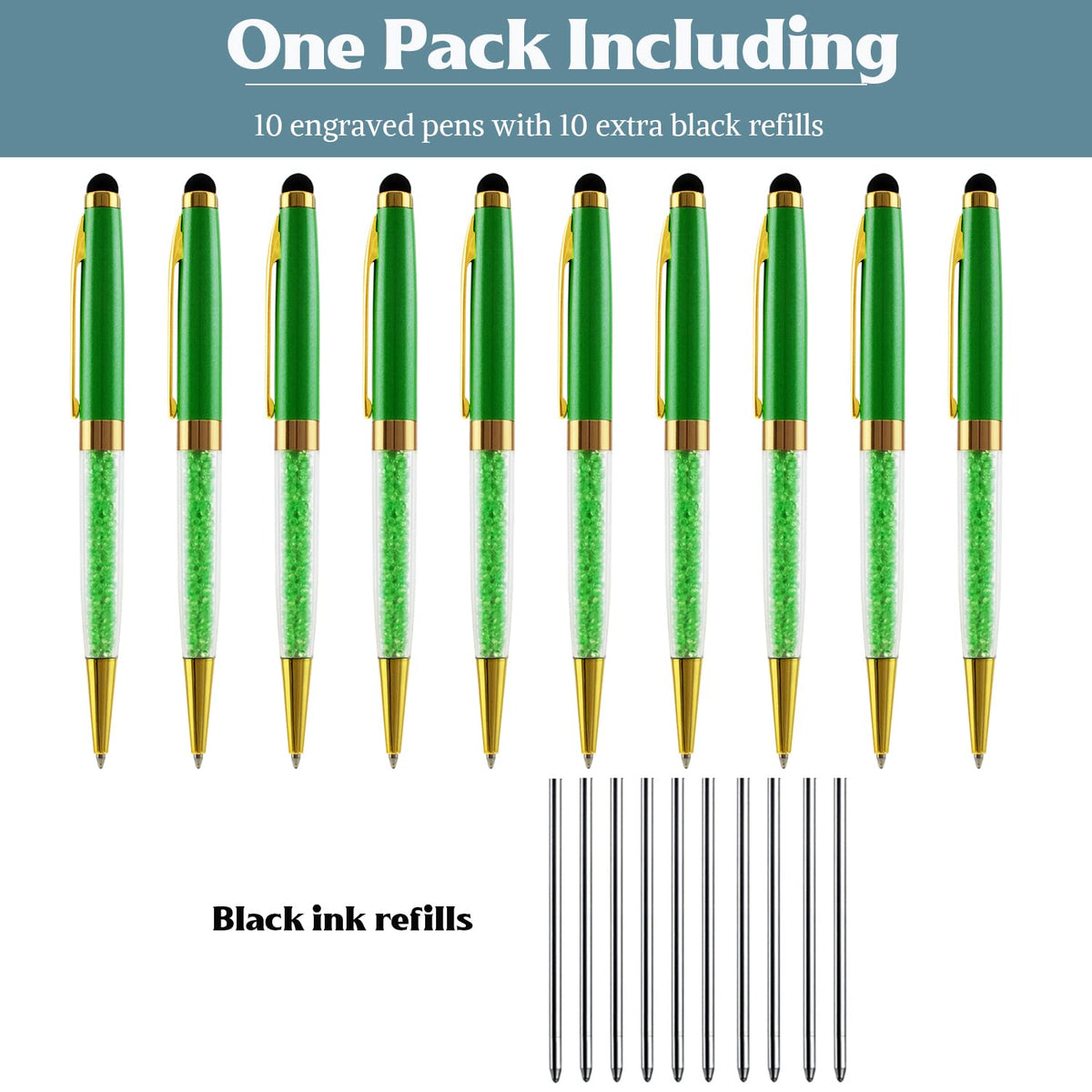 Ancolo Engraved Pens with Stylus Tip - with Your Name or message 10pcs/pack