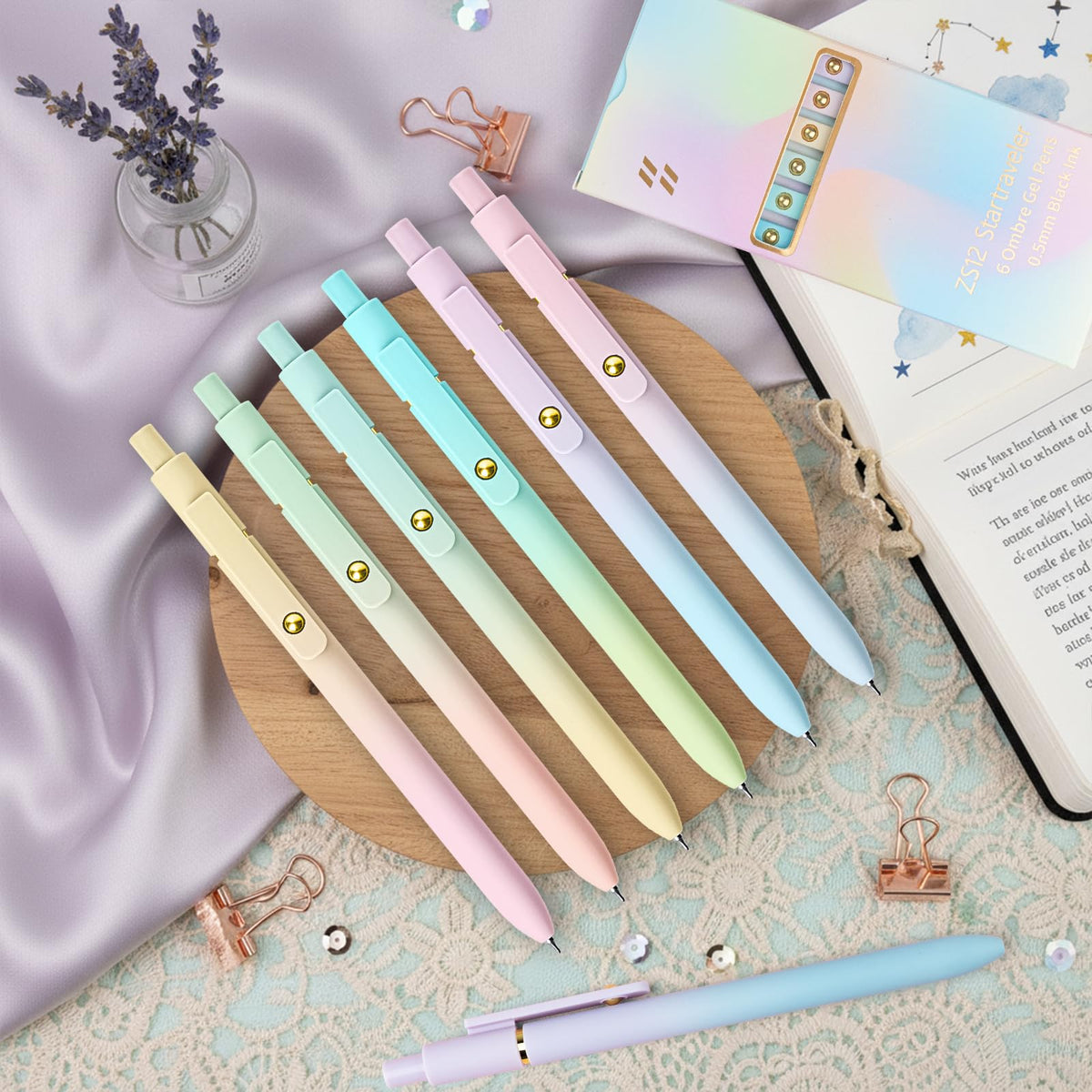 YOXMJDB Gel Pens, 12 Pcs Fine Point Smooth Writing Pens Cute Pens for Women, High-End Series 0.5mm