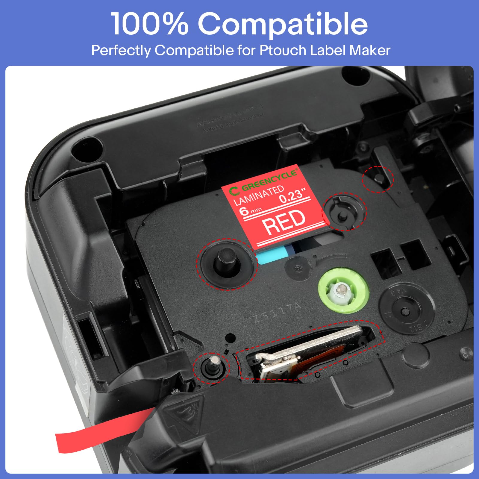 GREENCYCLE TZe-415 6mm 0.23 Laminated Red Label Maker Tape Compatible for Brother P-Touch TZ-415