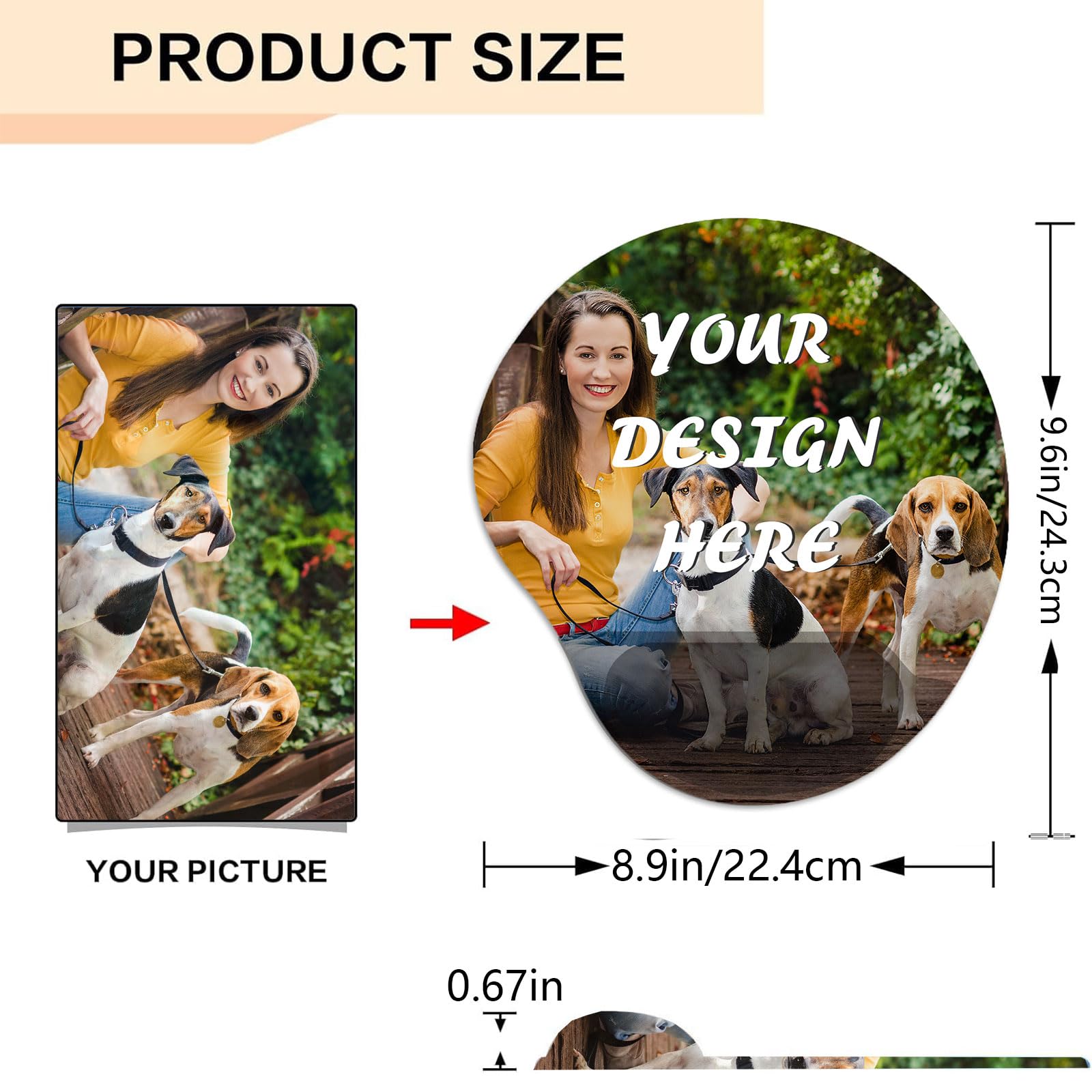 Custom Mouse Pad with Wrist Support，Ergonomic Personalized Mousepad,Add Personalized Photo & Text