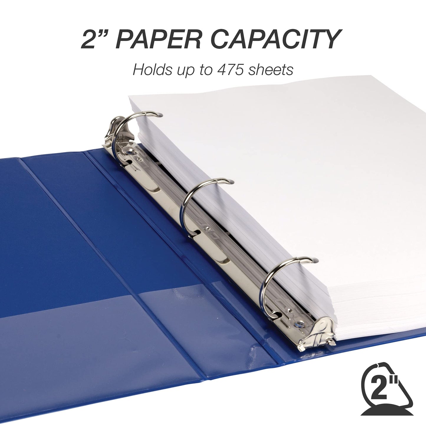 Samsill Durable 2 inch 3 Ring Binder, D Ring Binder, 100% Recycled Chipboard, Blue, 4 Pack