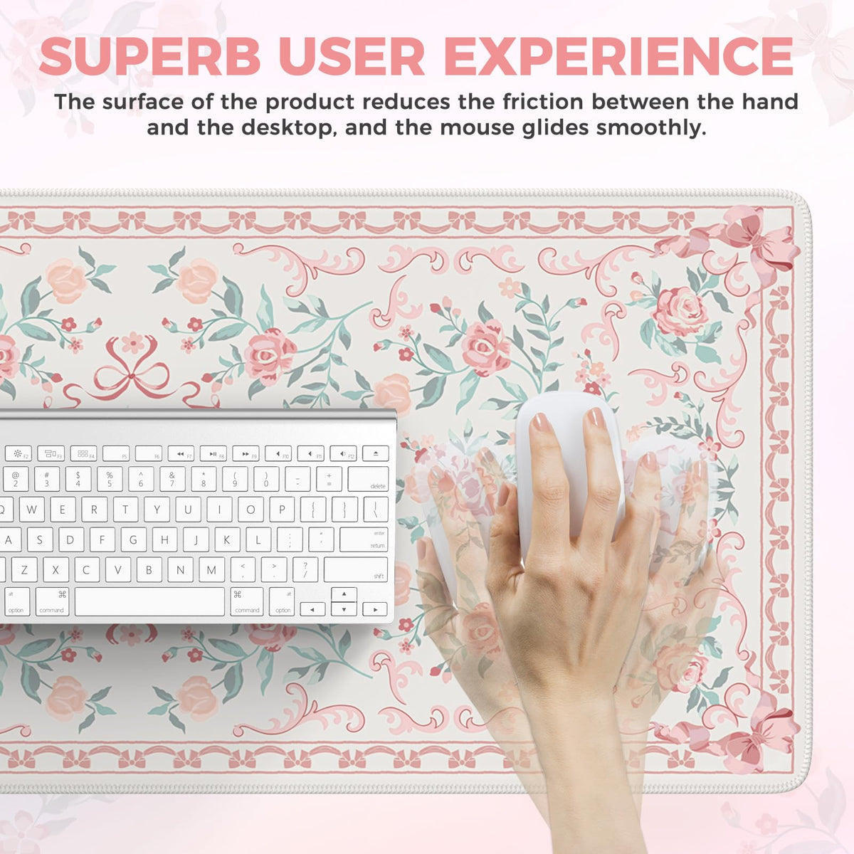 iCasso Aesthetic Desk Mat for Desktop,Cute Desk Pad for Women,Pink