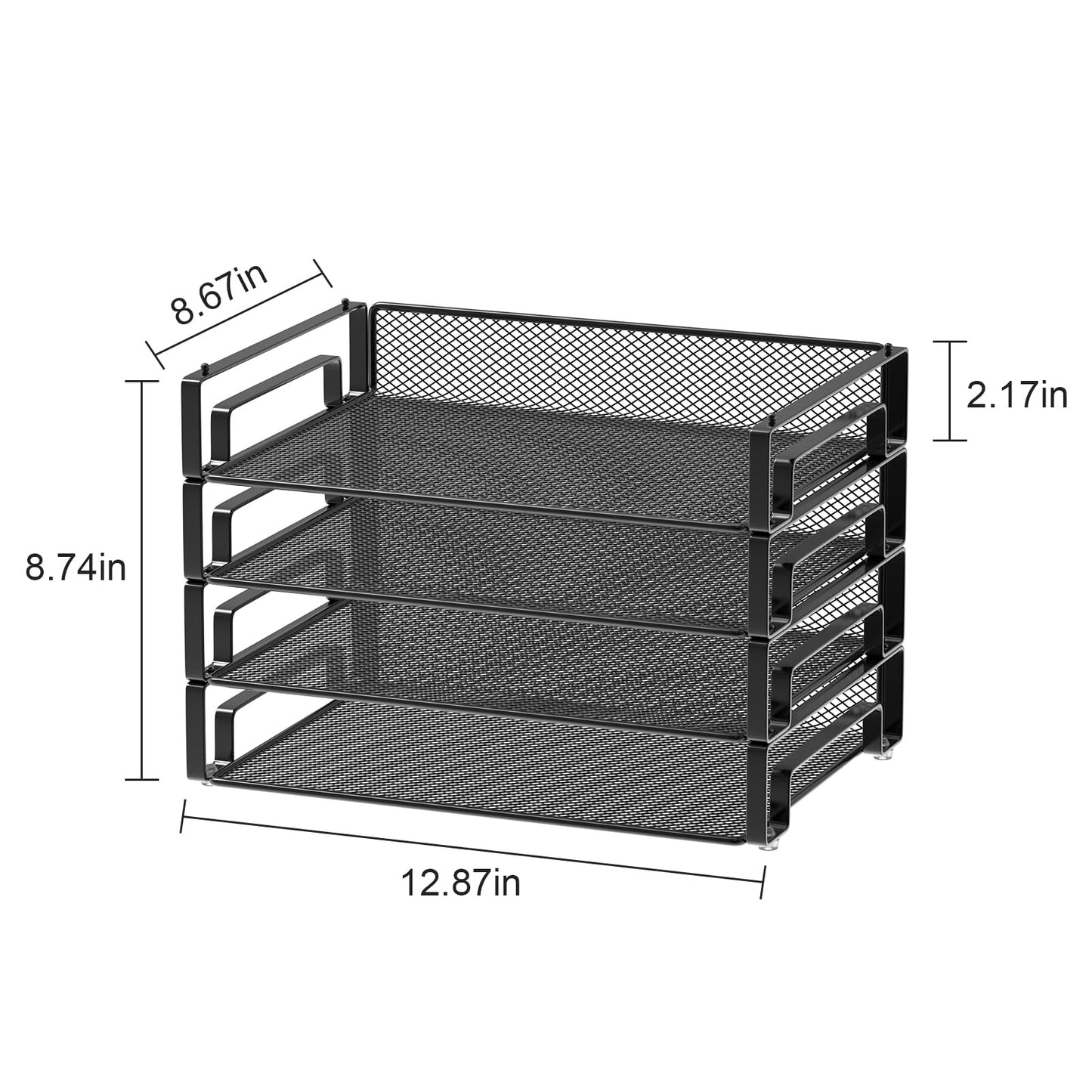 Samstar 4 Pack Stackable Letter Paper Tray, Desk File Organizer Paper Sorter for Letter/A4 Size