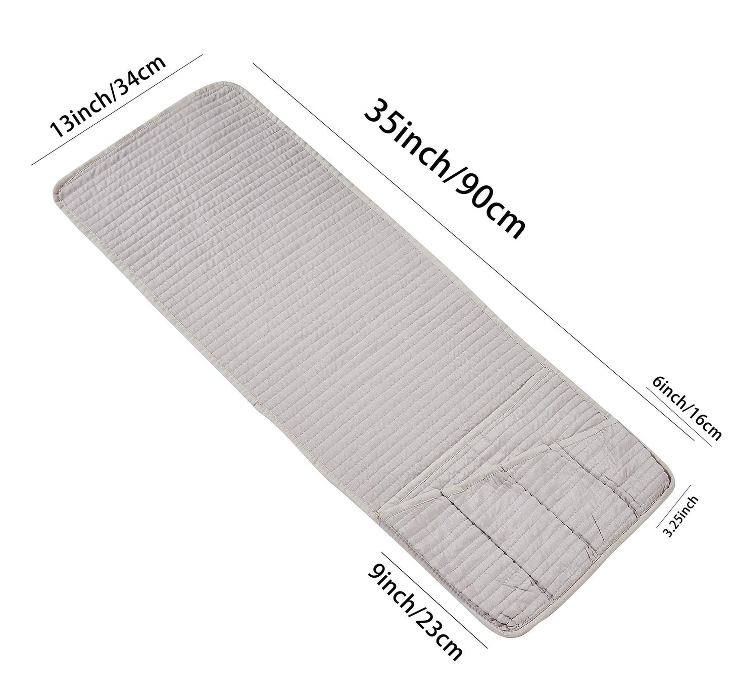 Brilliant Sunshine Light Beige Quilted Couch Armrest Cover, 35"×13"
