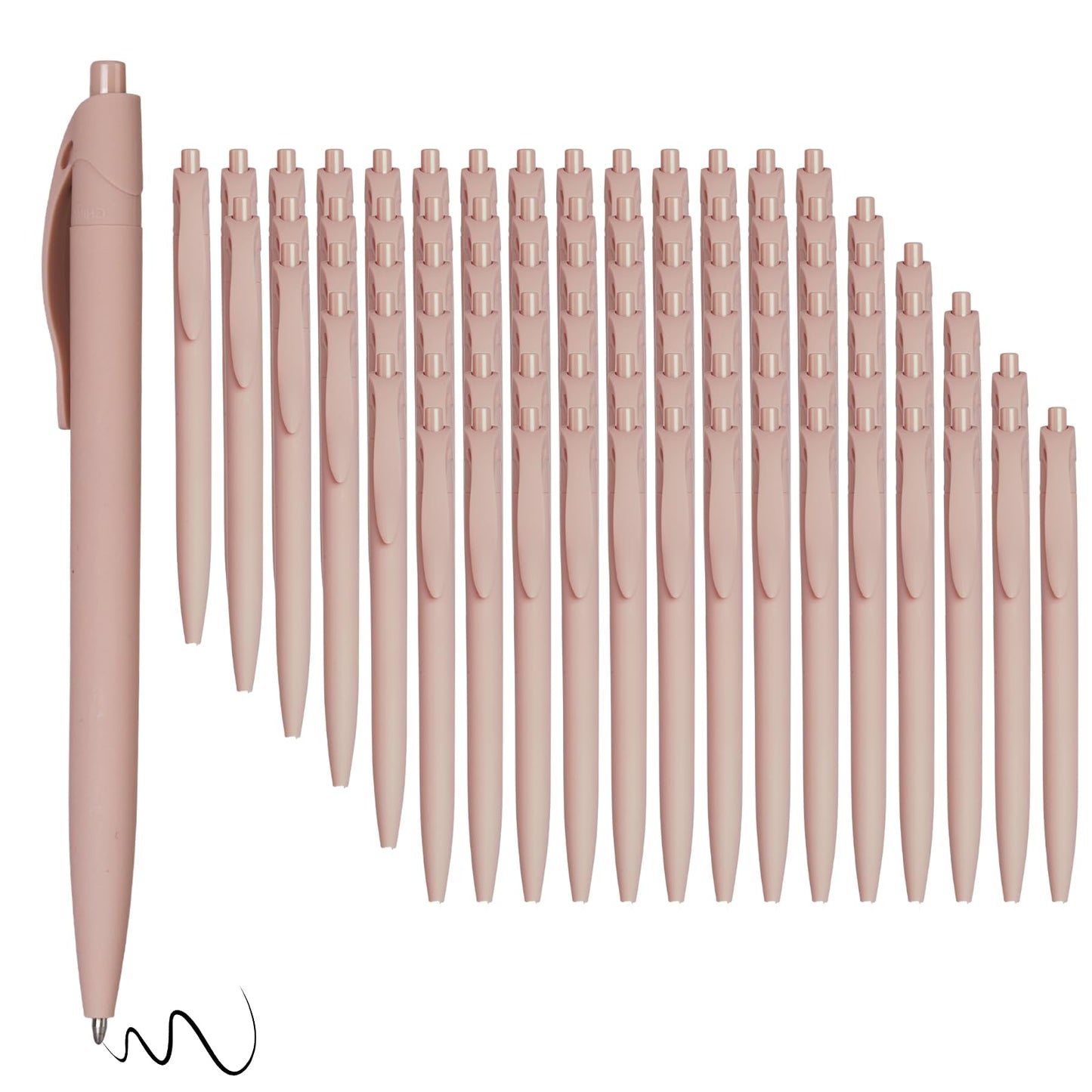 Wiaziert BallPoint Pens, 100 Pack (BLACK Ink),Bulk Pens,Pale Dogwood Pink Barrel,Click Pens for