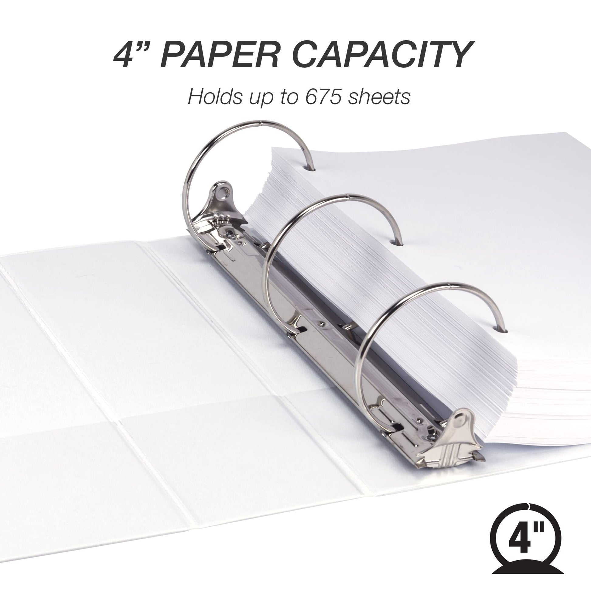 Samsill 4 Inch 3 Ring Binder, Economy Round Ring, Clear View Cover, 675 Sheet Capacity - for