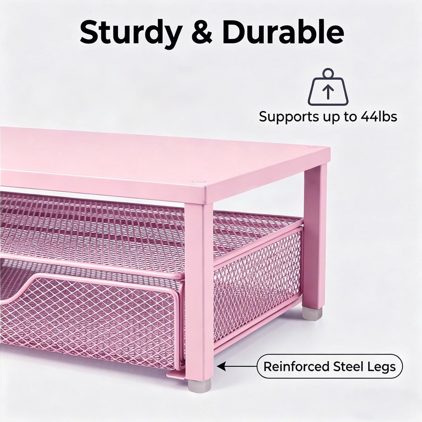 Spacrea Desk Organizers and Accessories, Printer Stand with Storage, Pink