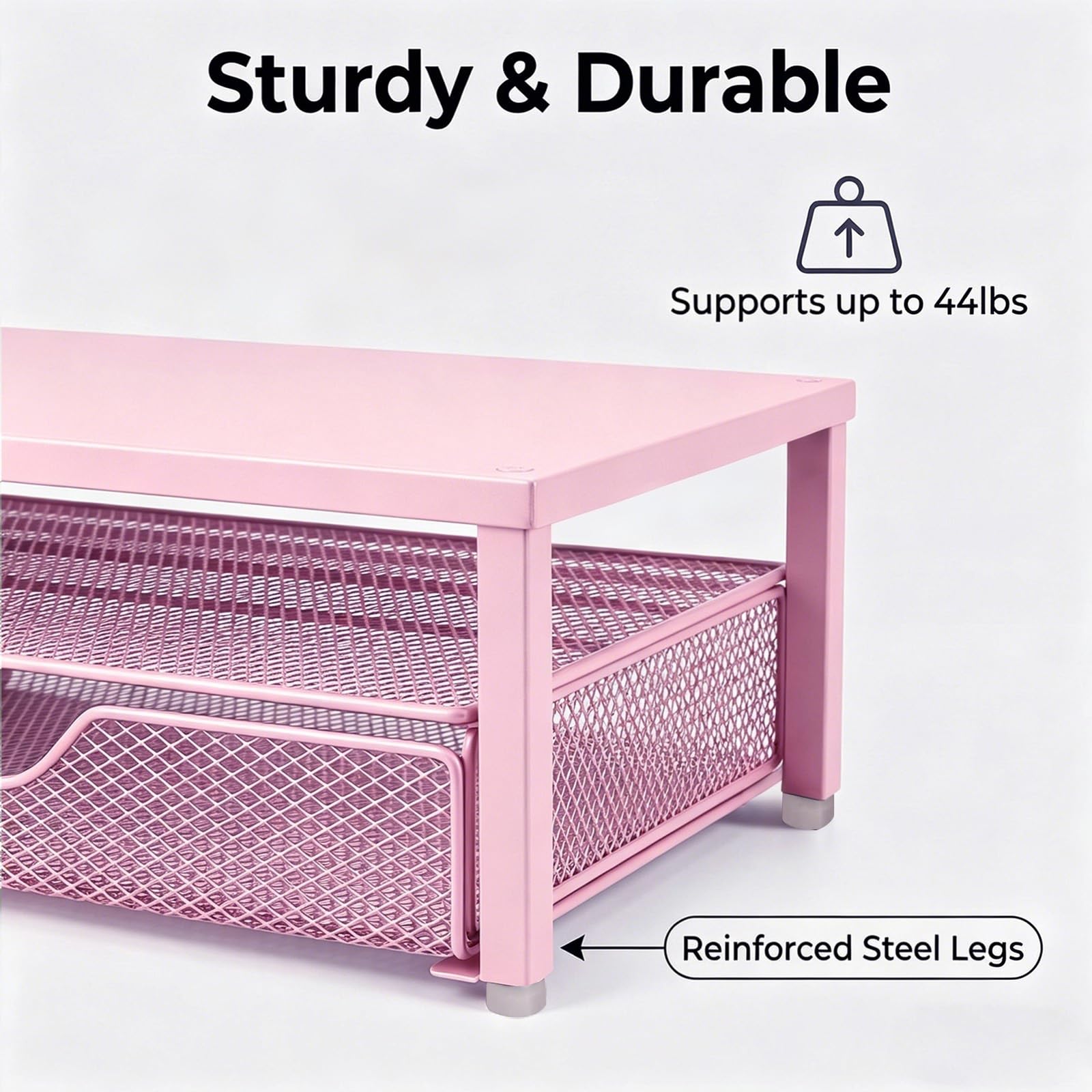 Spacrea Desk Organizers and Accessories, Printer Stand with Storage, Pink