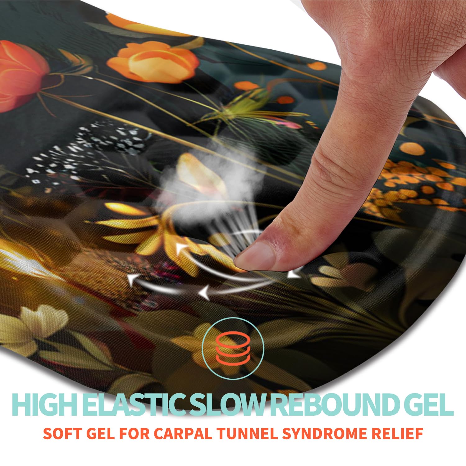 Kuosgm Ergonomic Mouse Pad Wrist Support with Memory Foam Massage Bulge, Carpal Tunnel Pain Relief