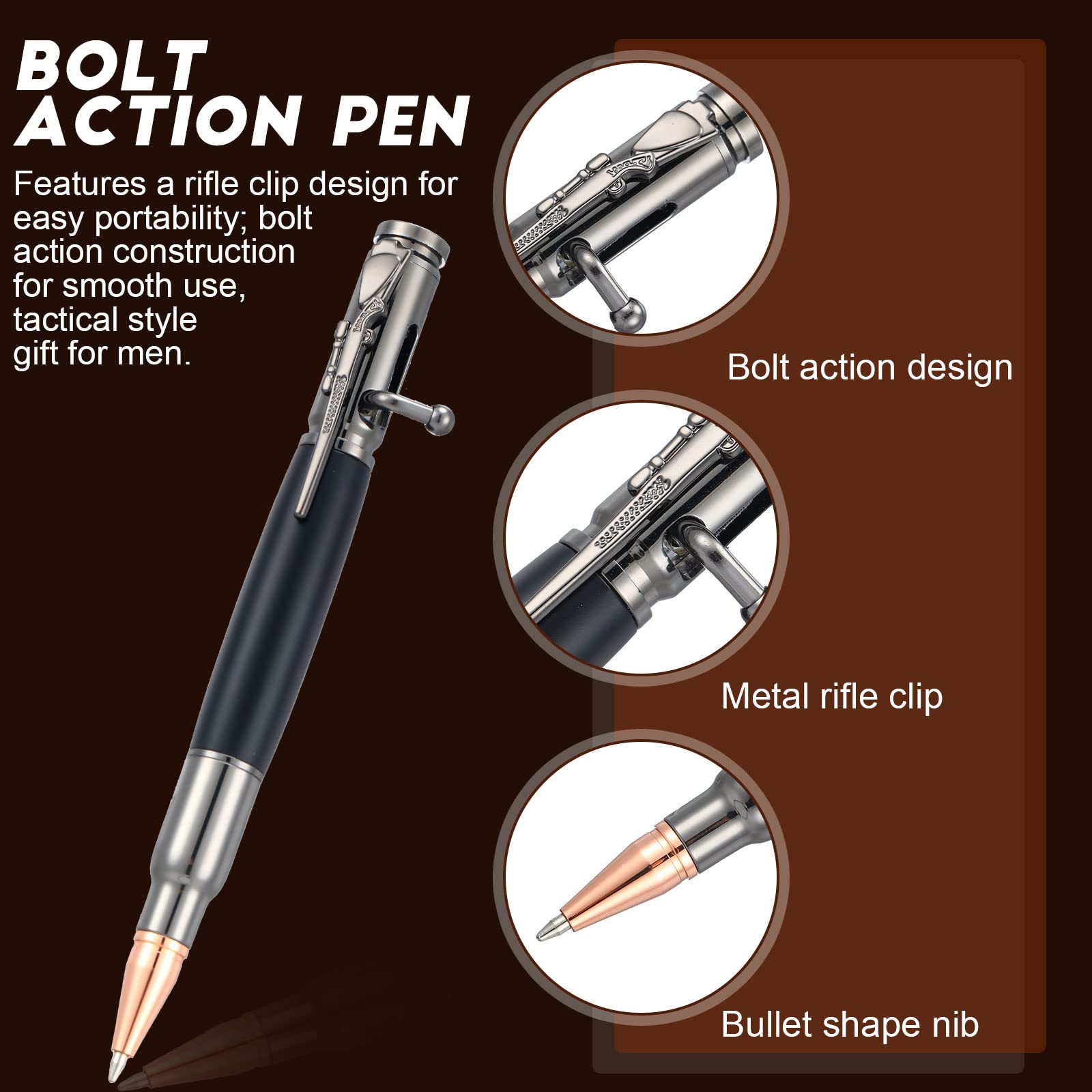 Crtiin Bolt Action Pen Bullet Pen with Gift Box Ballpoint Solid for Gun Lover with Black Ink