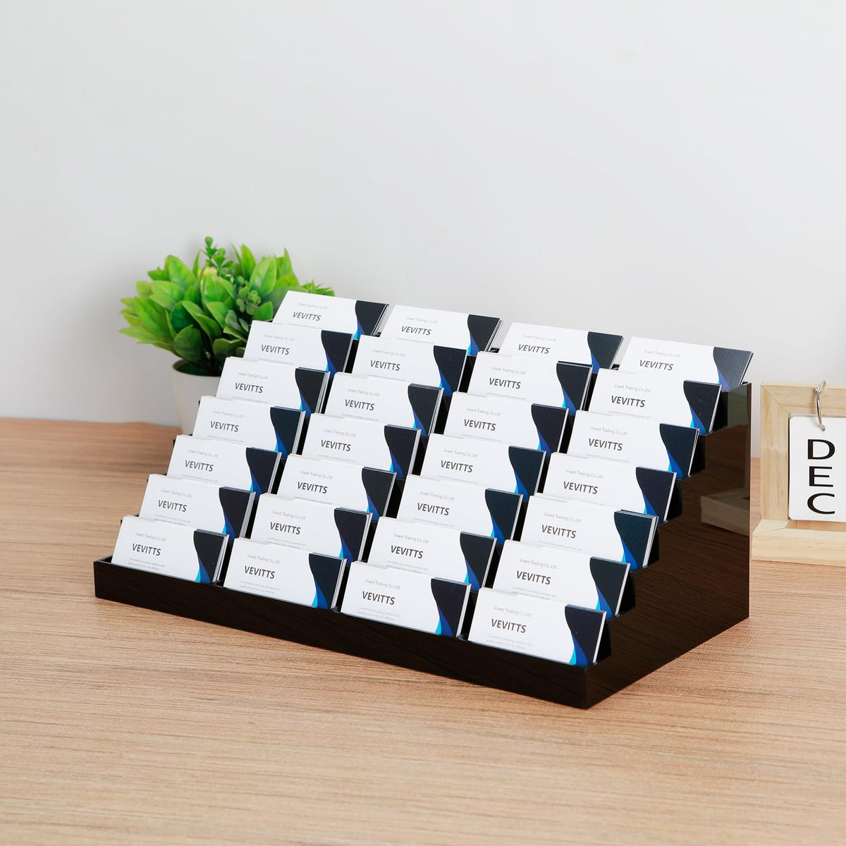 Vevitts Acrylic Business Card Holder for Desk Multiple Business Card Holders 28 Slot 7 Tier Large