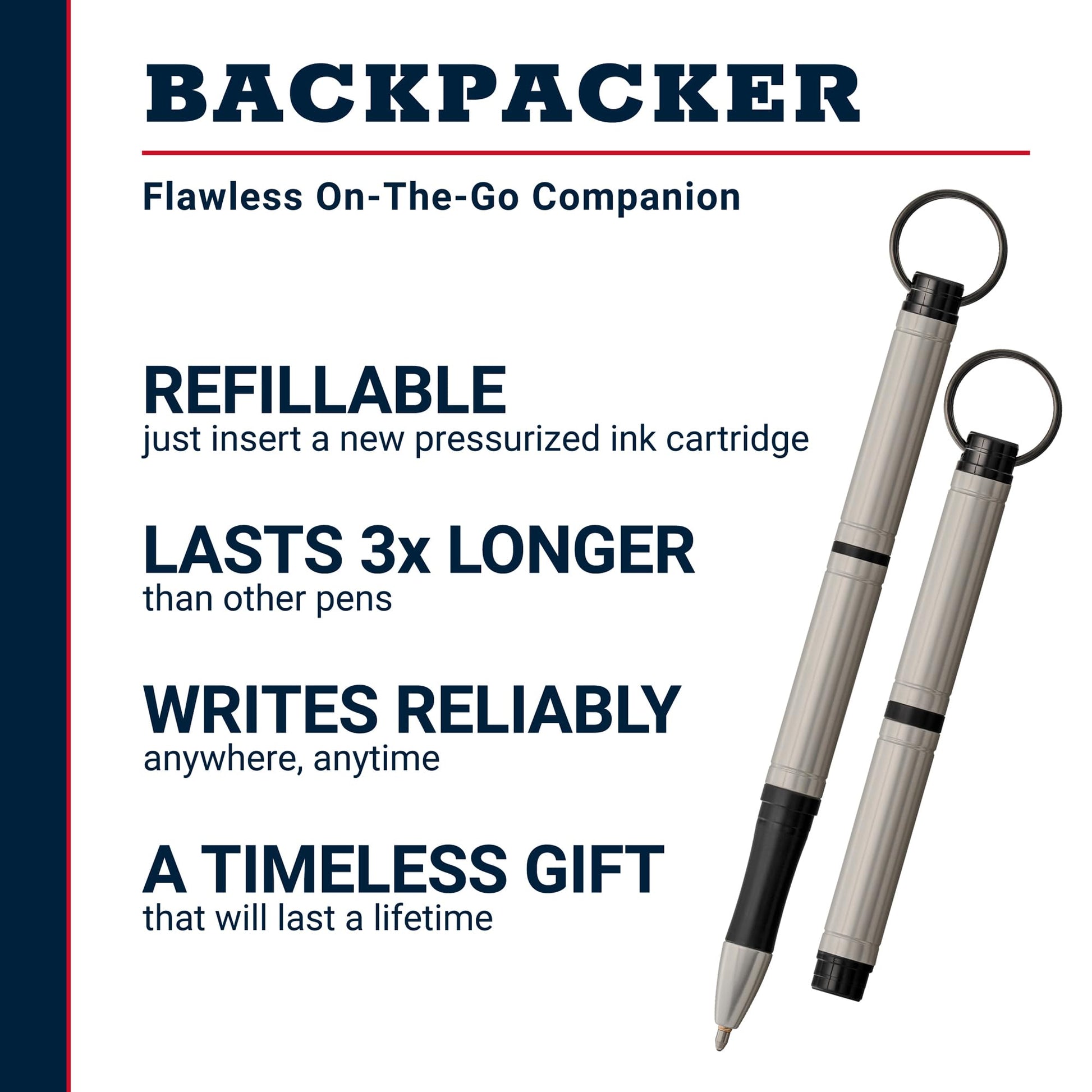 Fisher Space Pen Chrome Backpacker Pressurized Ballpoint Pen, Gift Box