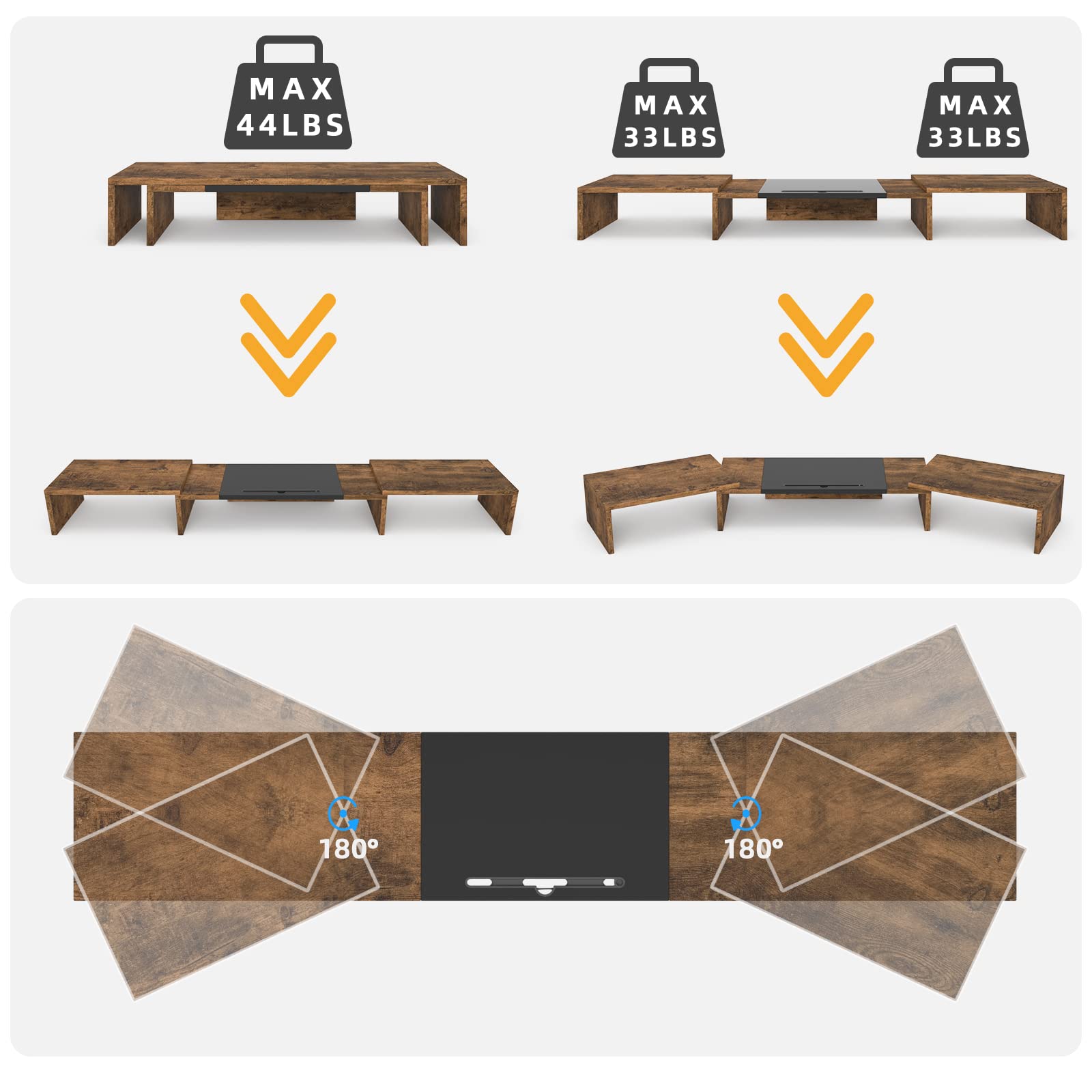 WESTREE Triple Dual Monitor Stand Riser, Extra Long Monitor Stand for 1~2~3 Monitors, Monitor Stand