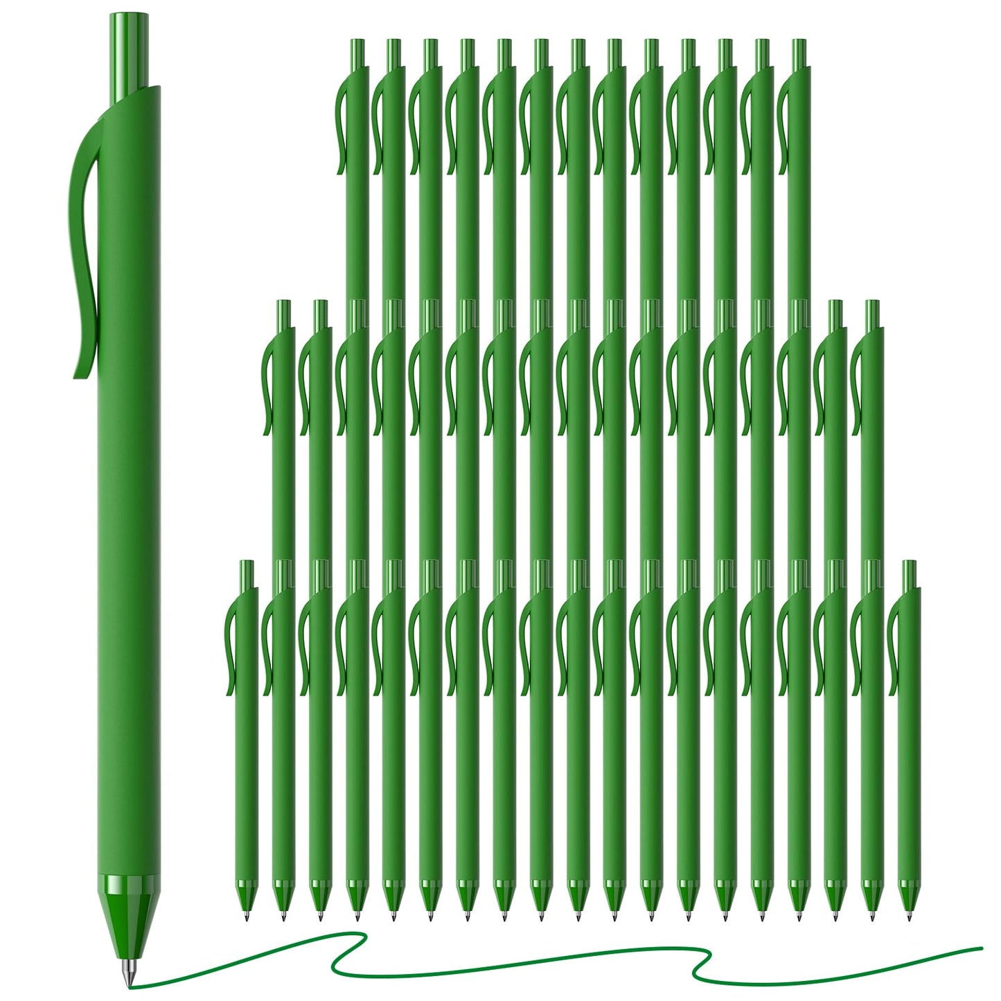 InkSlick Green Pens Bulk 50 Pack 1.0mm Ballpoint Pen for Smooth Writing