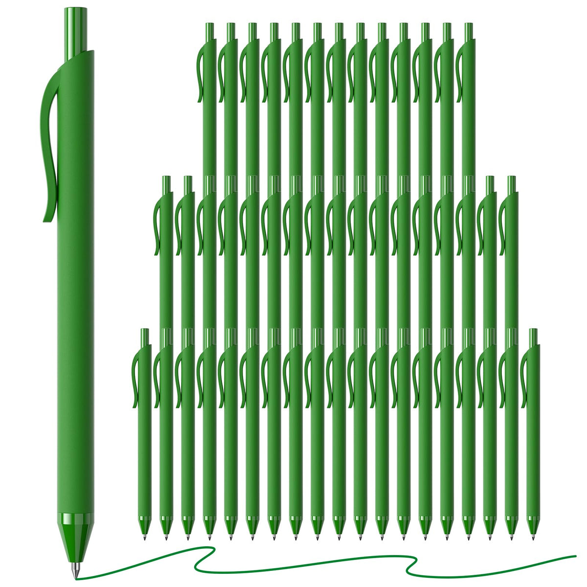 InkSlick Green Pens Bulk 50 Pack 1.0mm Ballpoint Pen for Smooth Writing