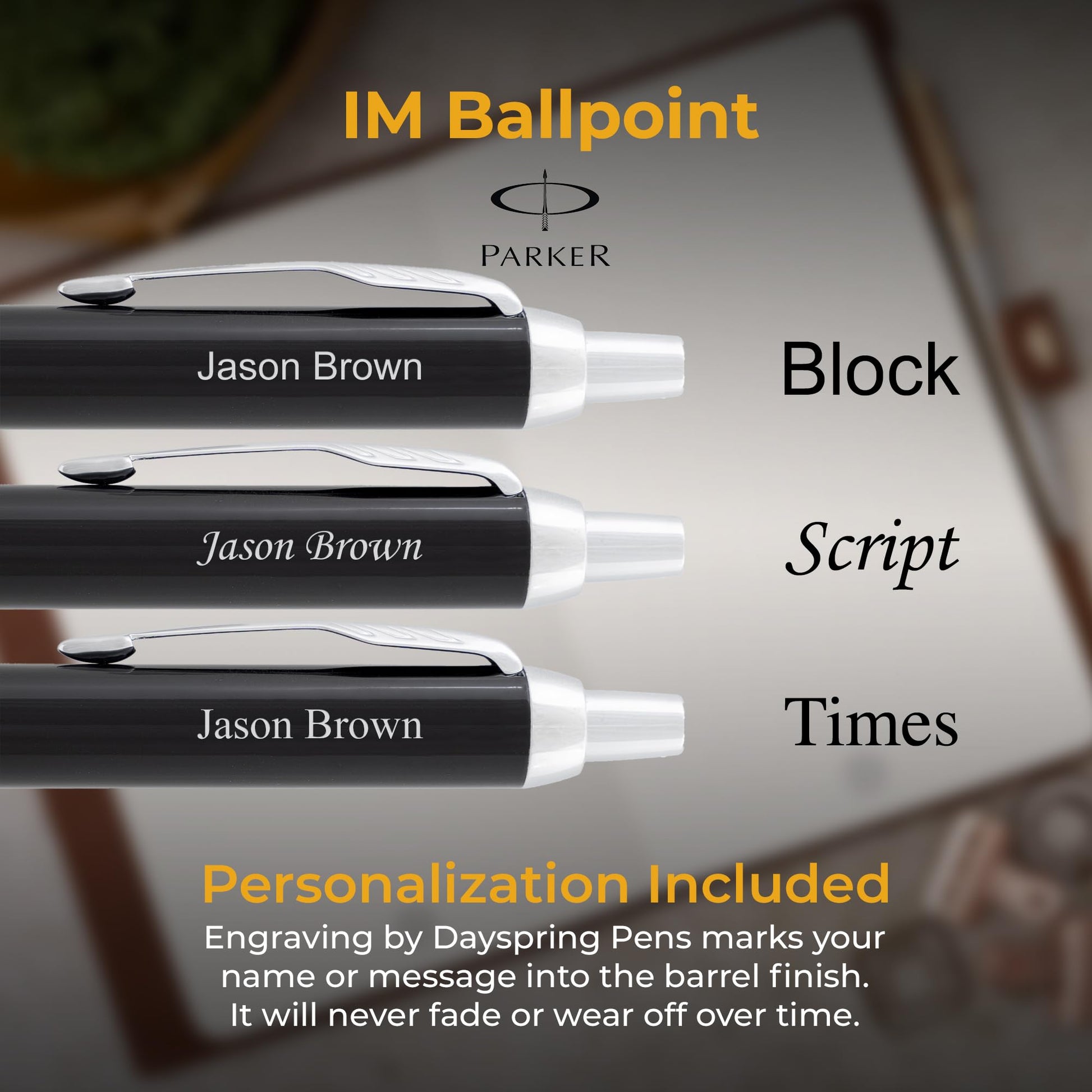 Parker IM Personalized Ballpoint Pen in Black Lacquer with Chrome Trim