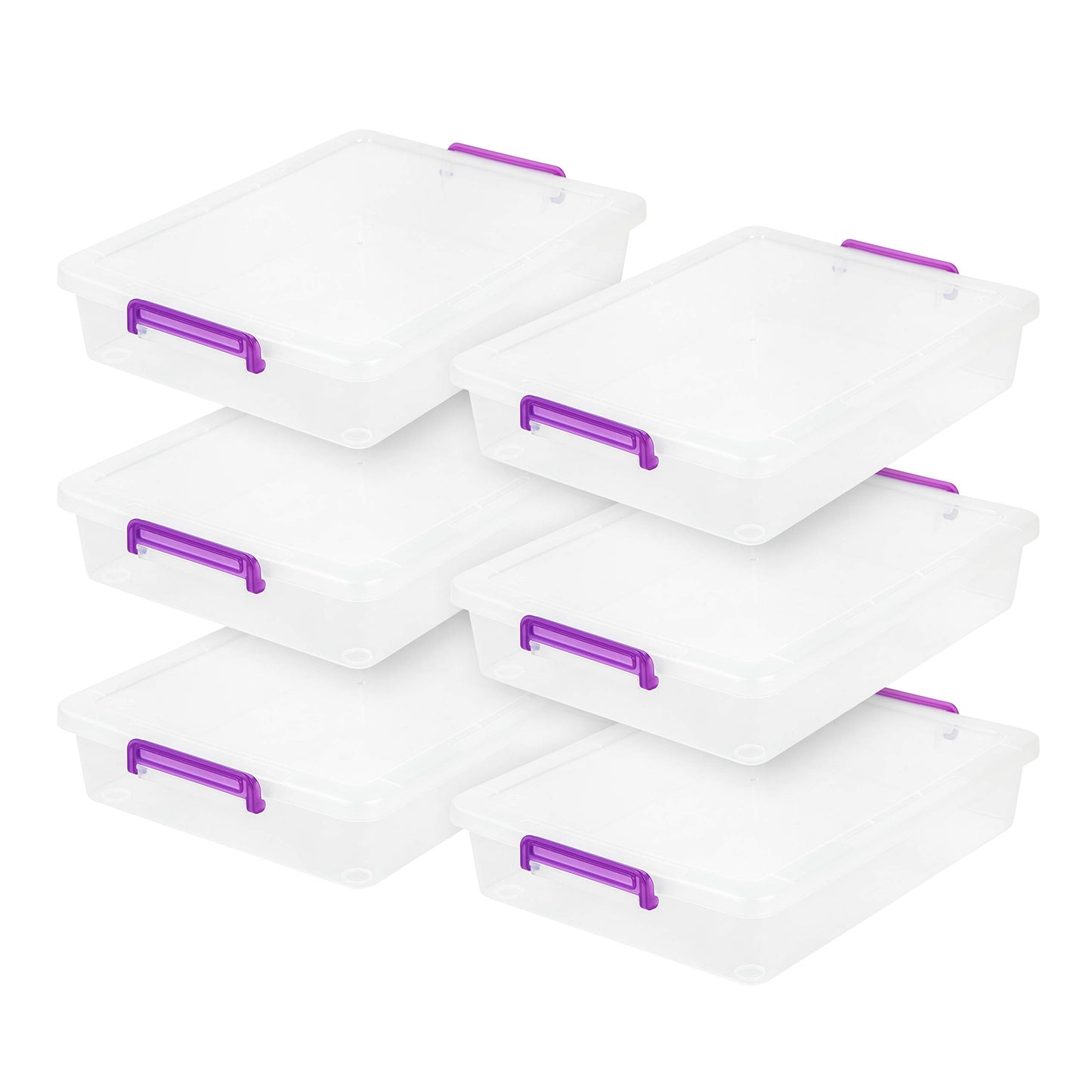 IRIS USA Storage Bins with Lids |Made in USA| 6 Qt - (6-Pack) - Clear