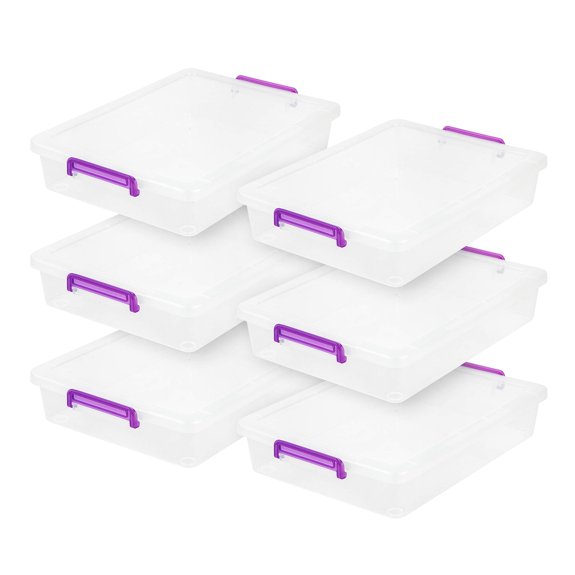 IRIS USA Storage Bins with Lids |Made in USA| 6 Qt - (6-Pack) - Clear
