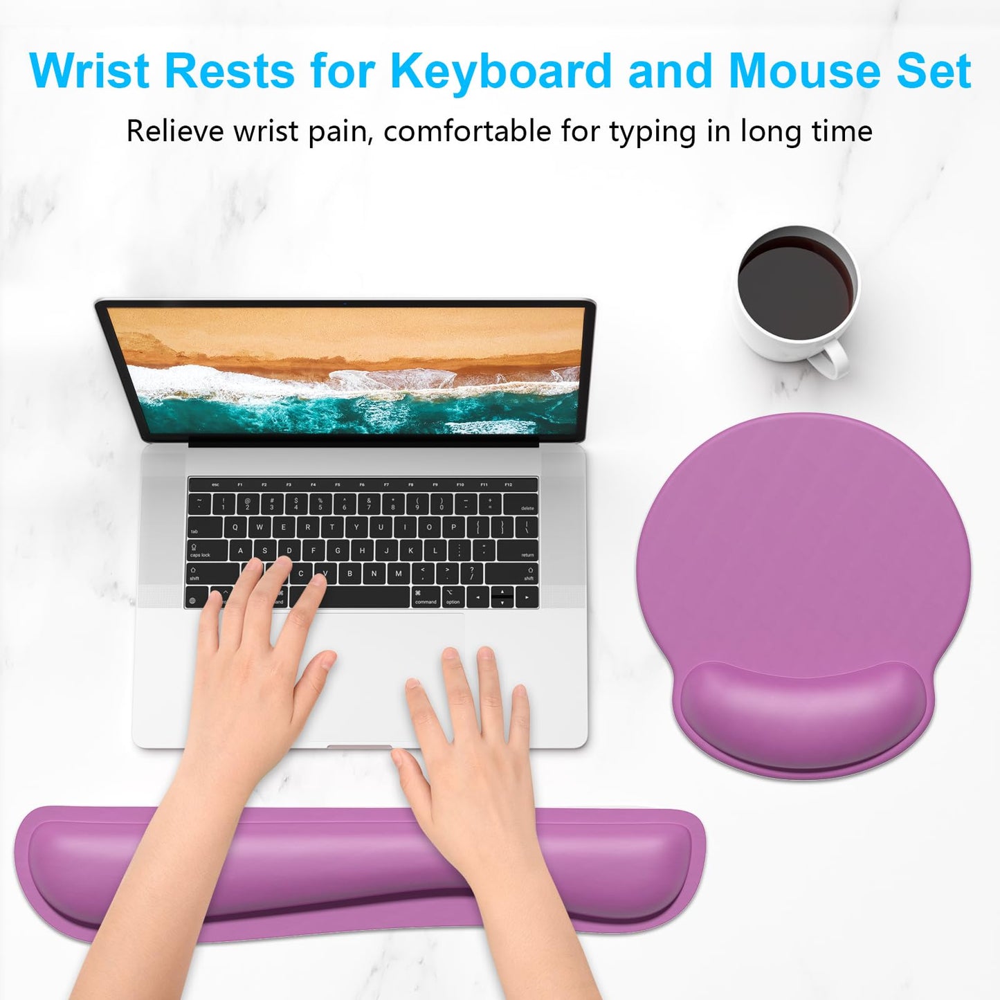 Dapesuom Keyboard Wrist Rest and Mouse Pad with Wrist Support, Cute Memory Foam Cushion for