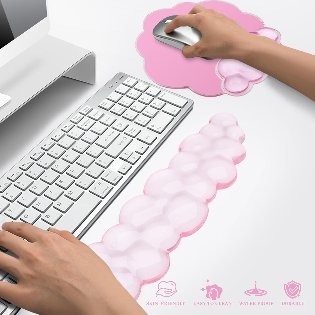 Gel Cloud Keyboard and Mouse Wrist Rest, Cute Wrist Support and Arm Support Rest for Typing Pain